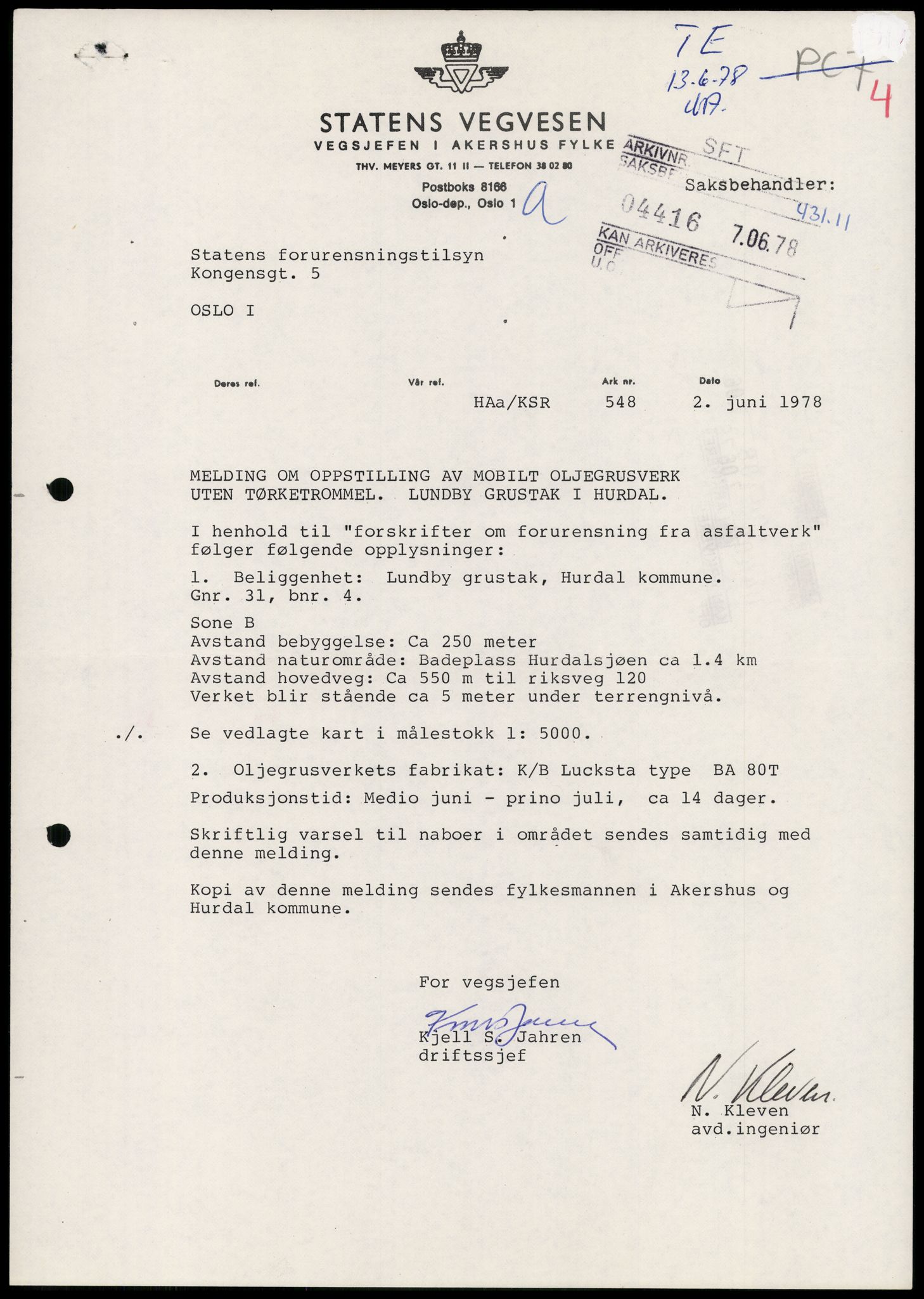Statens forurensningstilsyn, hovedkontoret, AV/RA-S-4136/1/D/Da/L0493: Konsesjonssaker, 1985-1993, s. 136