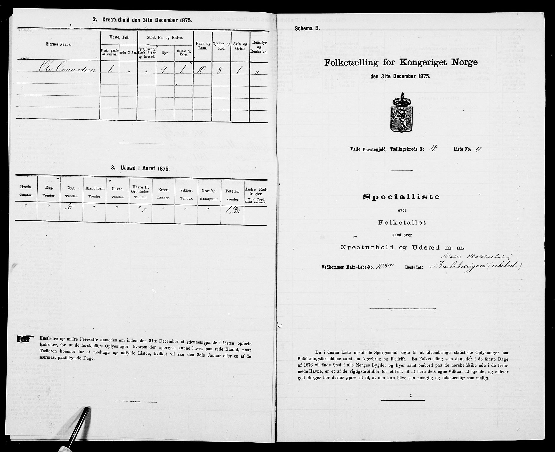 SAK, Folketelling 1875 for 0940P Valle prestegjeld, 1875, s. 363