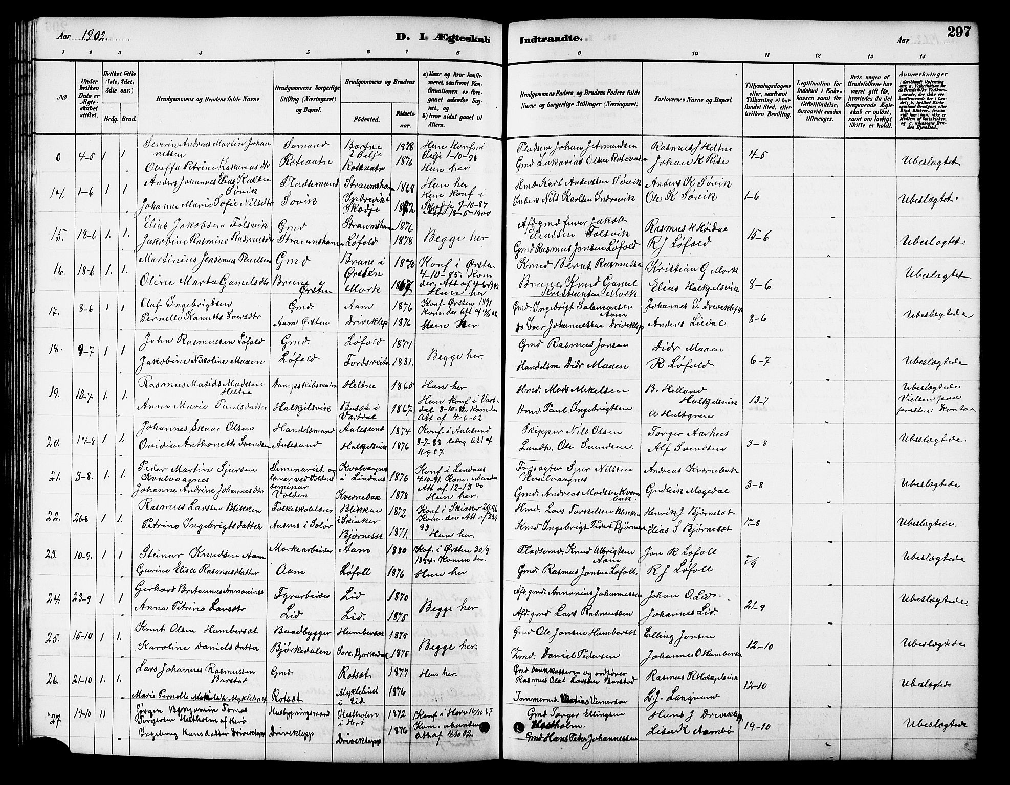 Ministerialprotokoller, klokkerbøker og fødselsregistre - Møre og Romsdal, AV/SAT-A-1454/511/L0158: Klokkerbok nr. 511C04, 1884-1903, s. 297