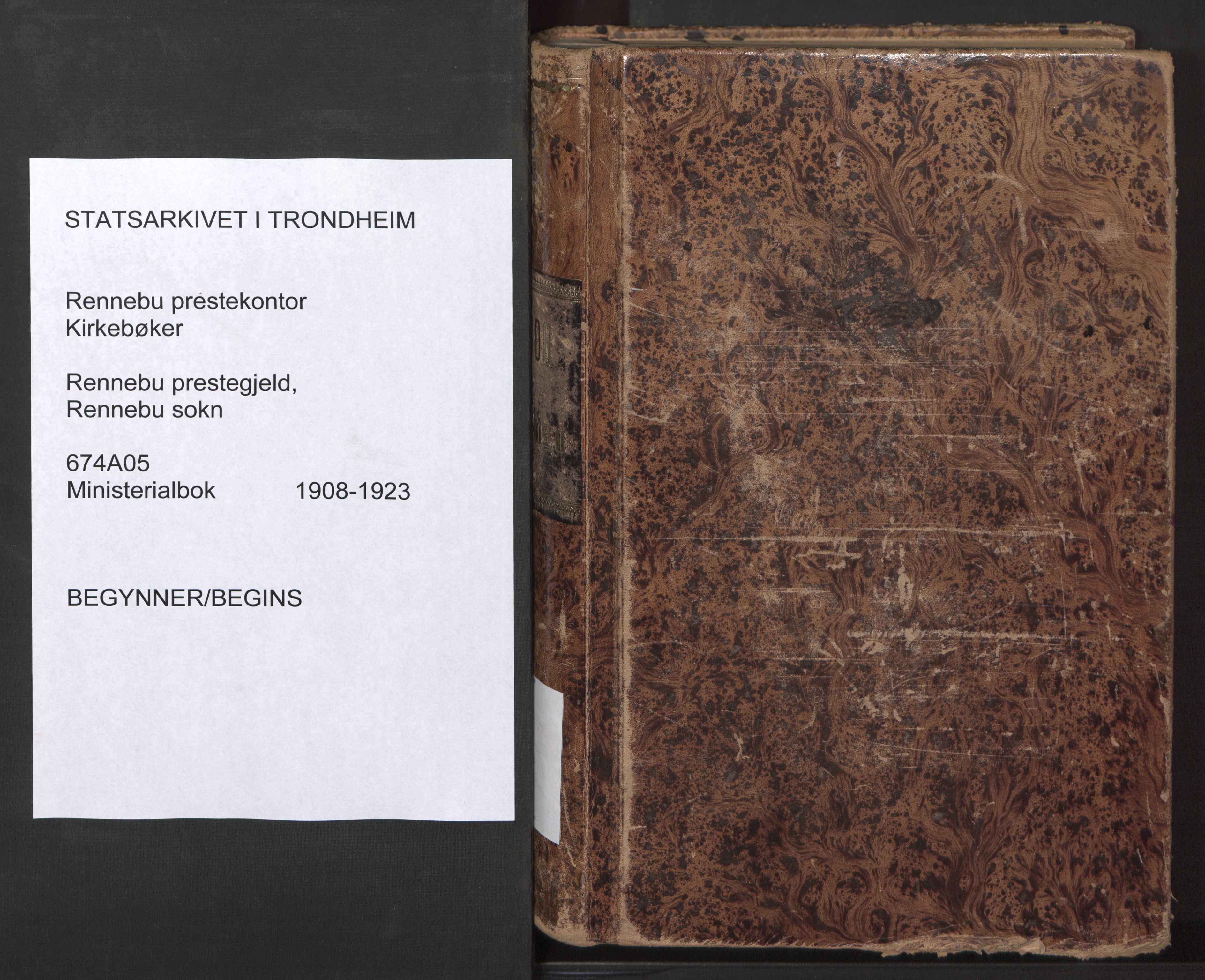 Ministerialprotokoller, klokkerbøker og fødselsregistre - Sør-Trøndelag, SAT/A-1456/674/L0873: Ministerialbok nr. 674A05, 1908-1923