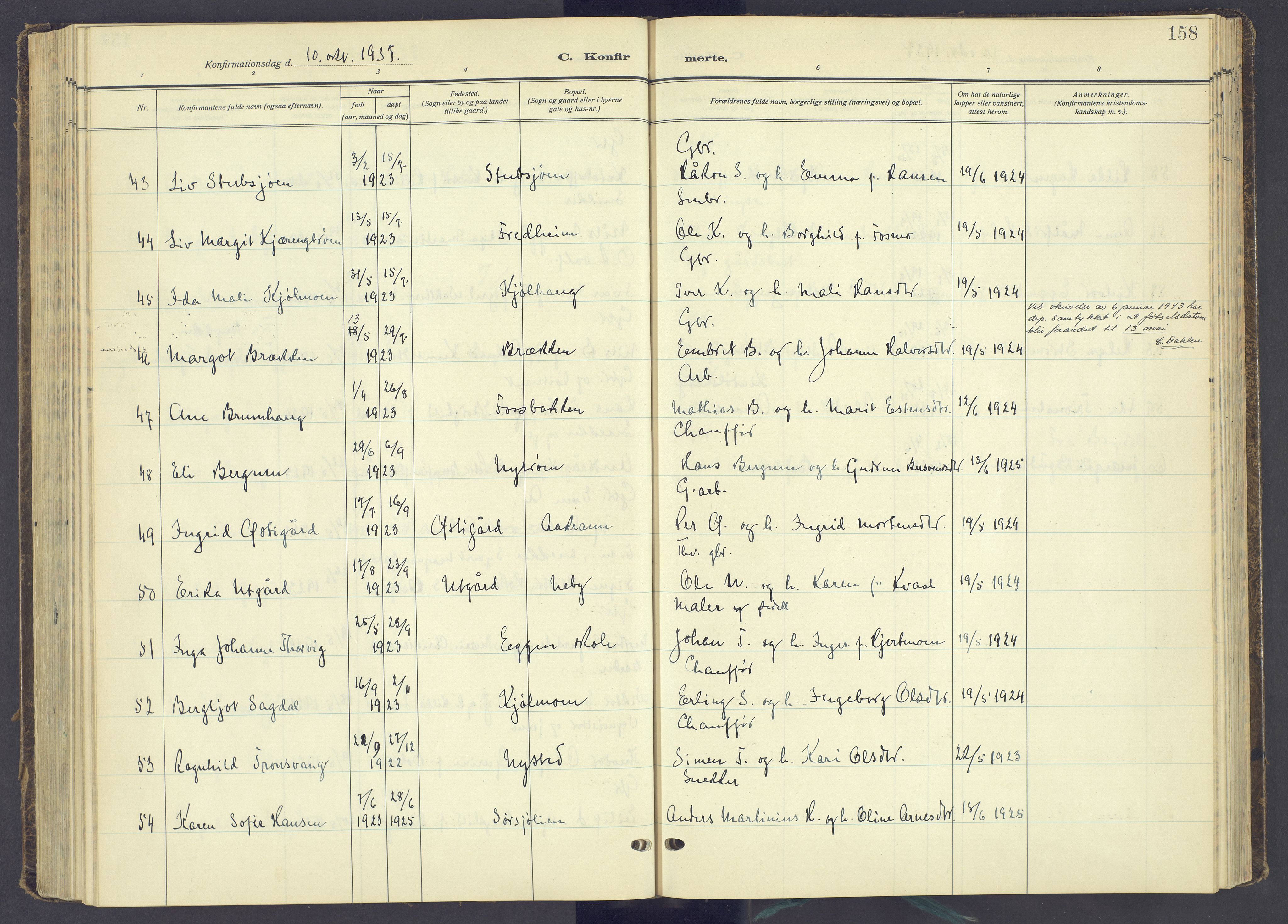 Tynset prestekontor, AV/SAH-PREST-058/H/Ha/Haa/L0027: Ministerialbok nr. 27, 1930-1944, s. 158