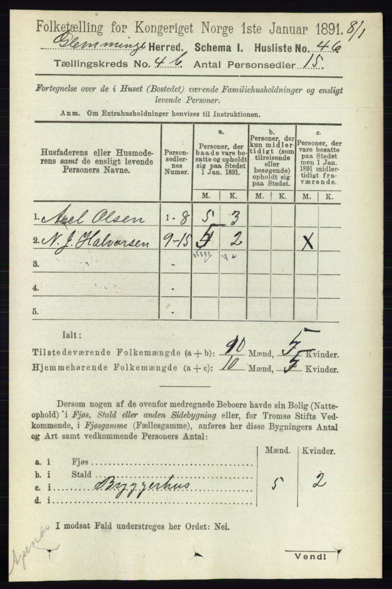 RA, Folketelling 1891 for 0132 Glemmen herred, 1891, s. 4780