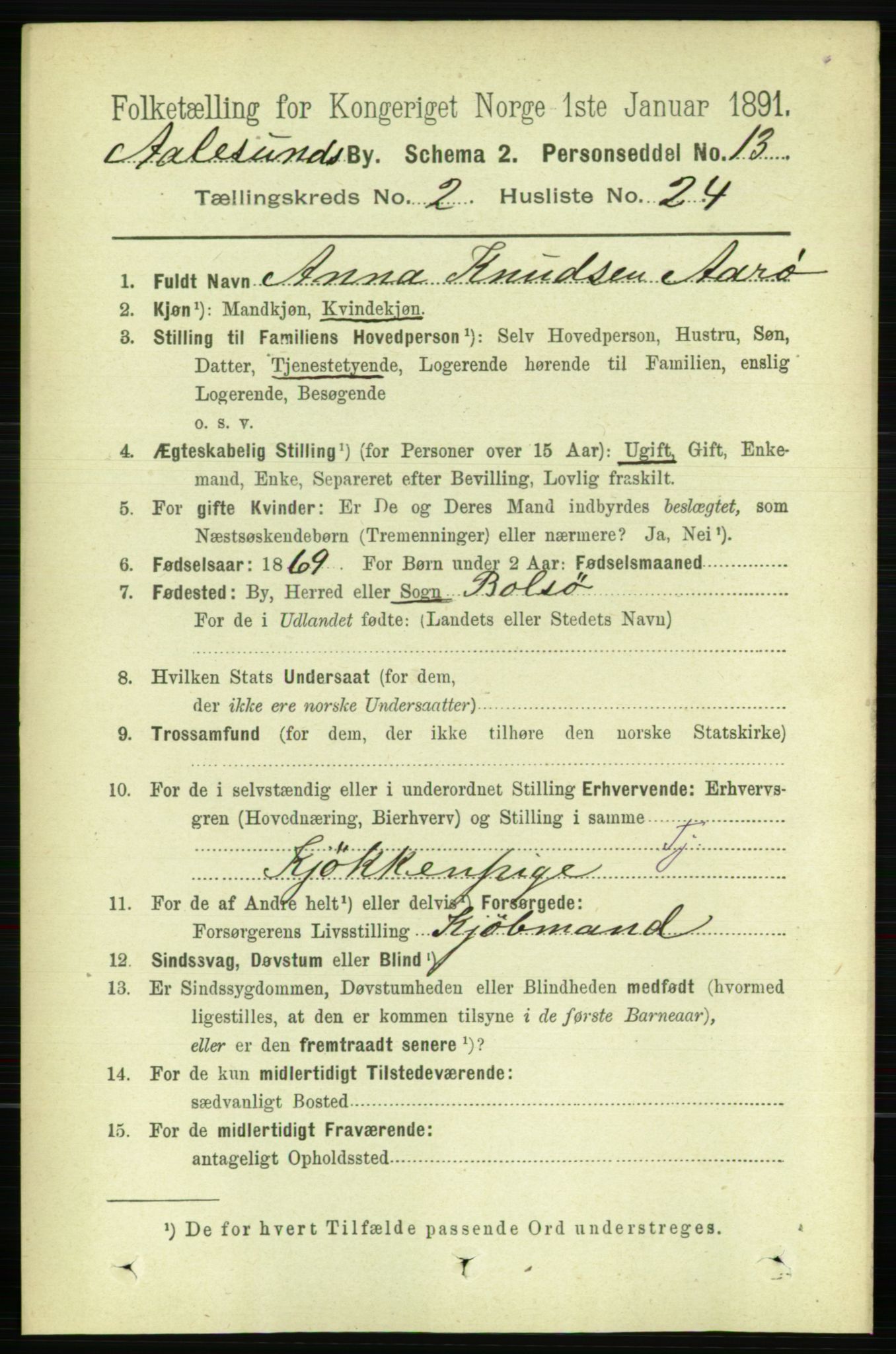 RA, Folketelling 1891 for 1501 Ålesund kjøpstad, 1891, s. 1996