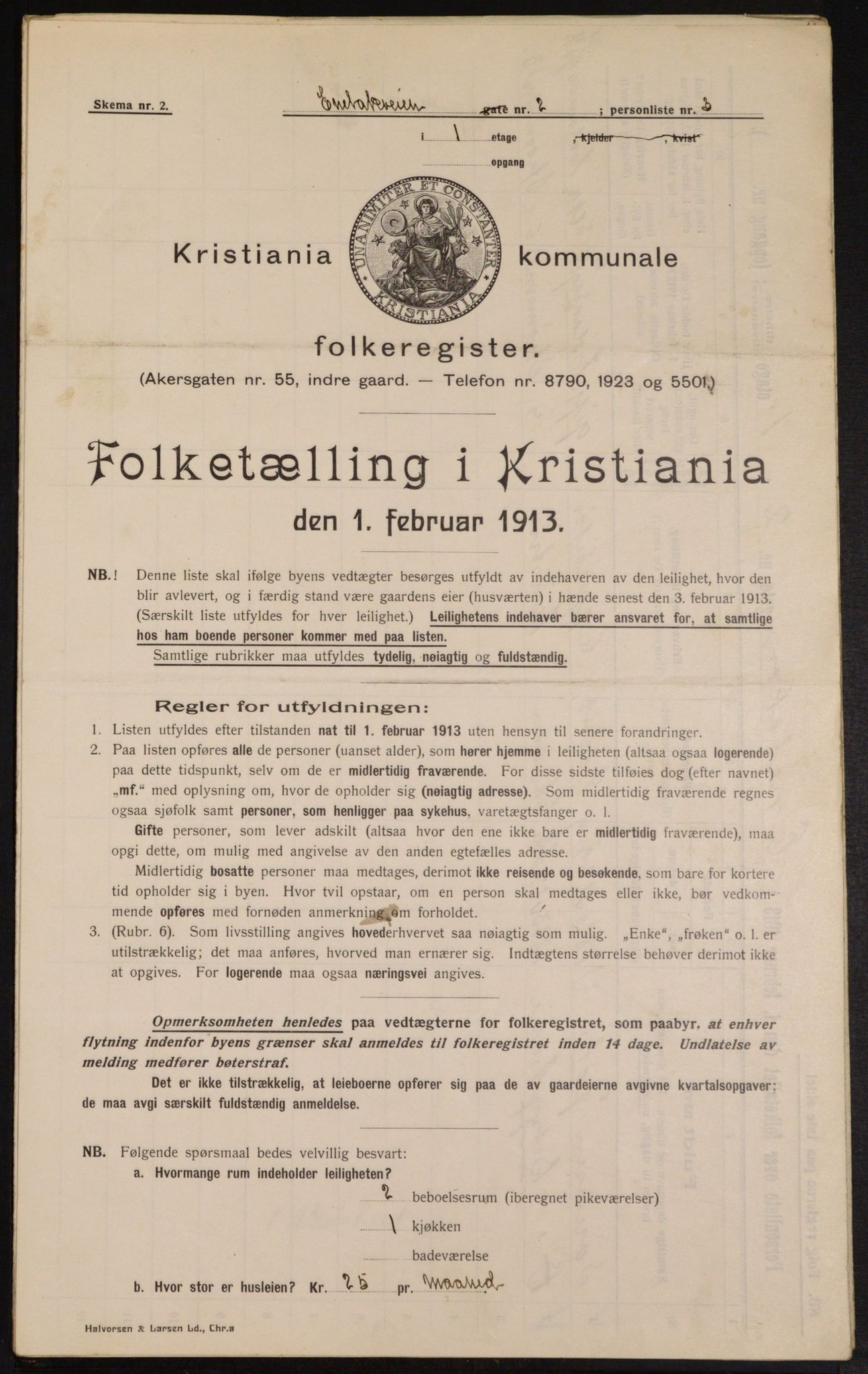 OBA, Kommunal folketelling 1.2.1913 for Kristiania, 1913, s. 21109