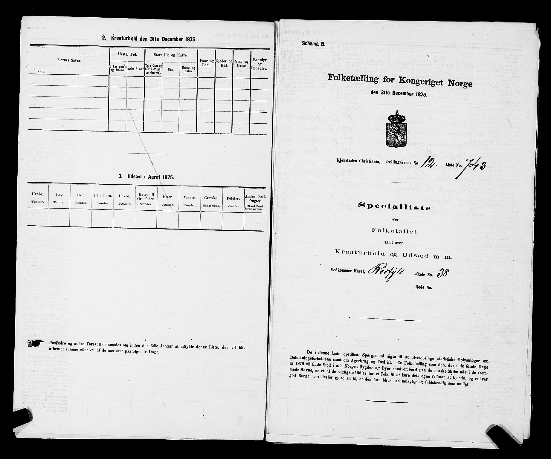 RA, Folketelling 1875 for 0301 Kristiania kjøpstad, 1875, s. 2263