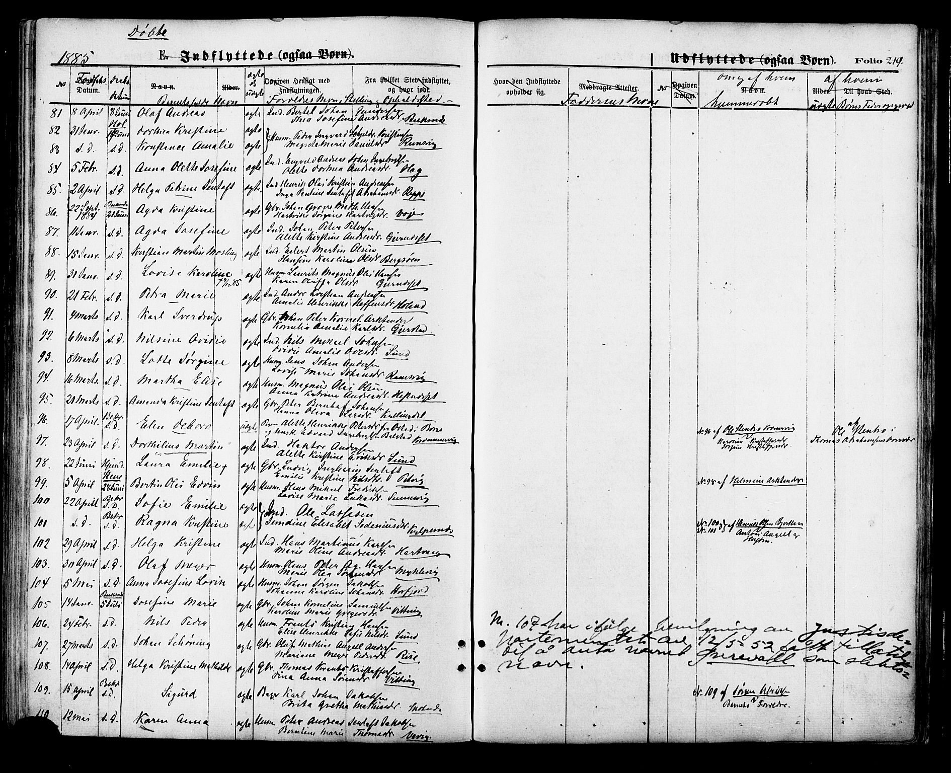 Ministerialprotokoller, klokkerbøker og fødselsregistre - Nordland, AV/SAT-A-1459/881/L1166: Klokkerbok nr. 881C03, 1876-1885, s. 219