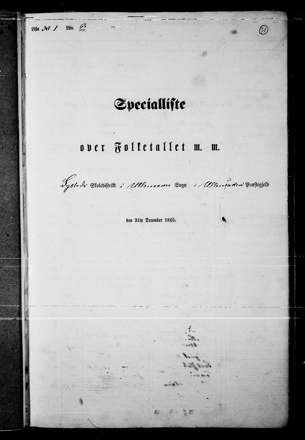 RA, Folketelling 1865 for 0235P Ullensaker prestegjeld, 1865, s. 28