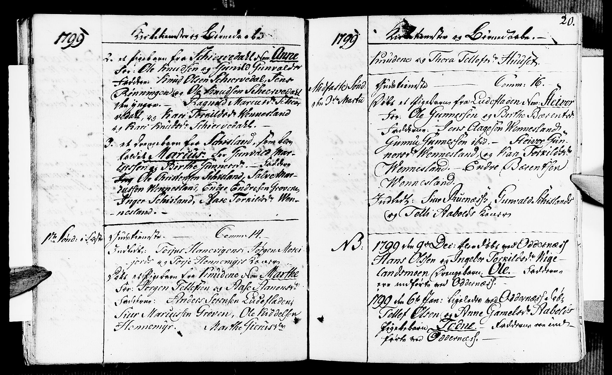 Vennesla sokneprestkontor, AV/SAK-1111-0045/Fa/Fab/L0002: Ministerialbok nr. A 2, 1794-1834, s. 20