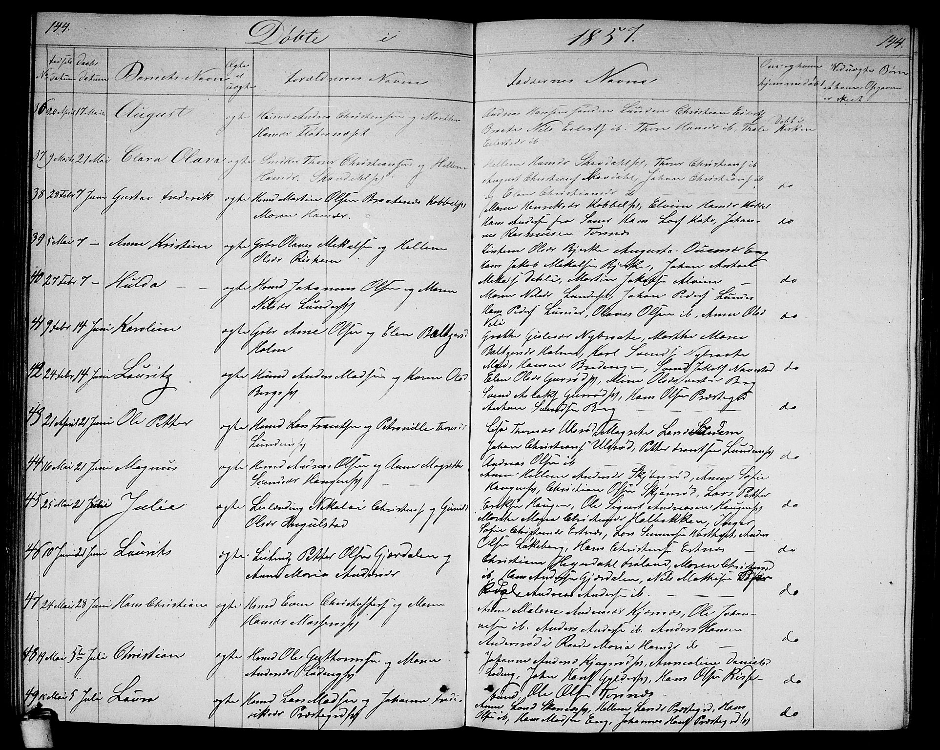Våler prestekontor Kirkebøker, AV/SAO-A-11083/G/Ga/L0002: Klokkerbok nr. I 2, 1839-1860, s. 144