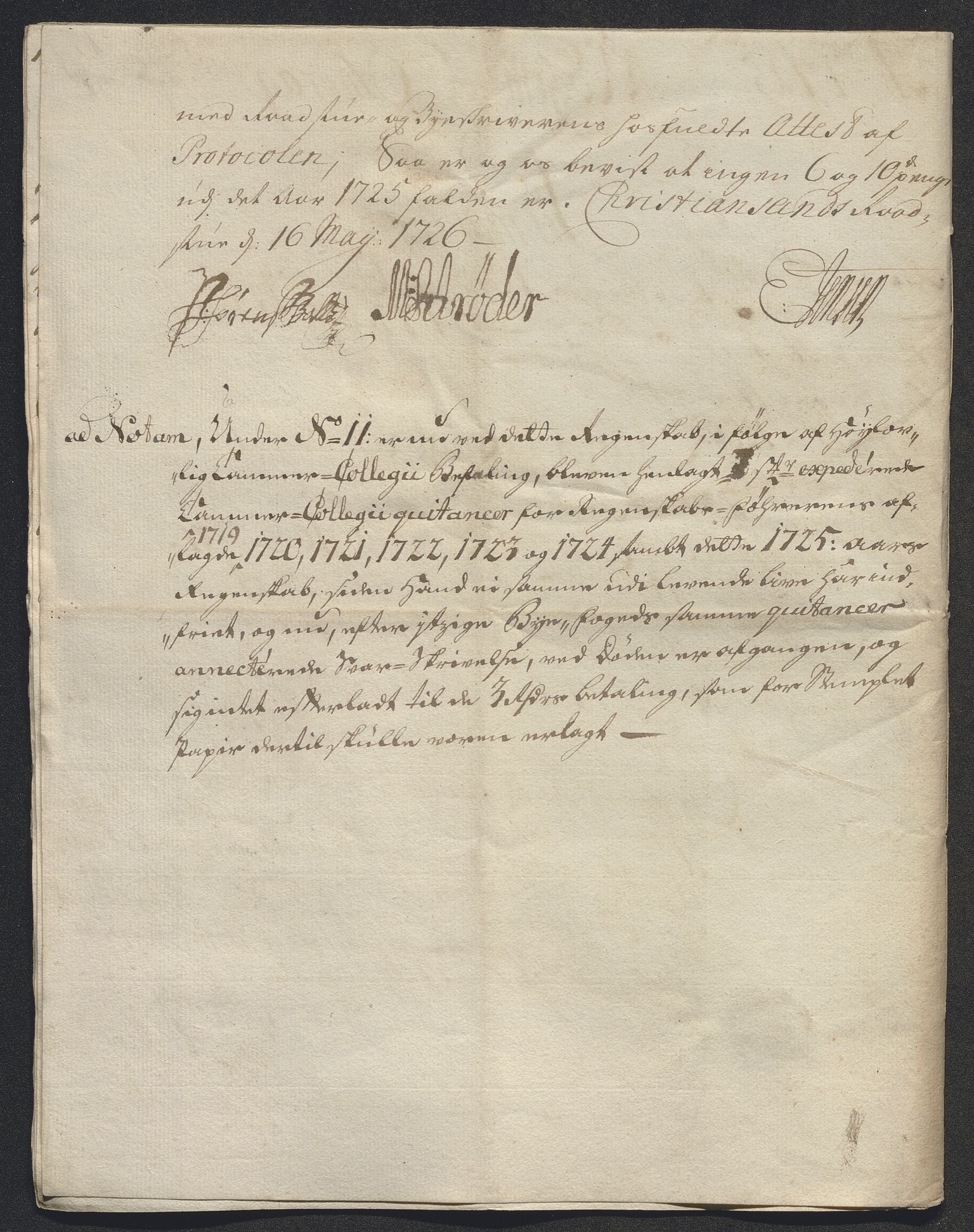 Rentekammeret inntil 1814, Reviderte regnskaper, Byregnskaper, AV/RA-EA-4066/R/Rm/L0286: [M19] Sikt og sakefall, 1719-1727, s. 379