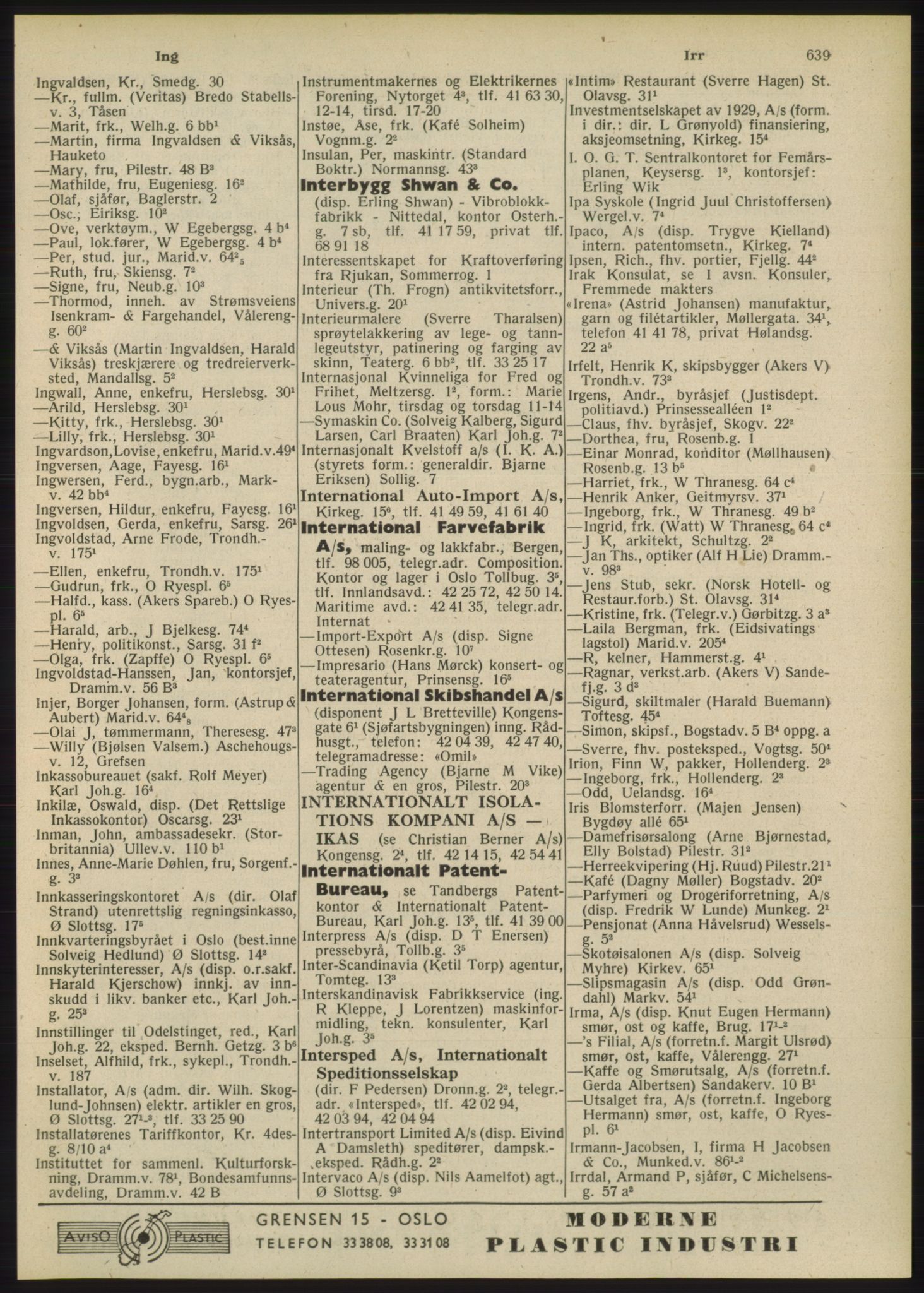 Kristiania/Oslo adressebok, PUBL/-, 1948, s. 639