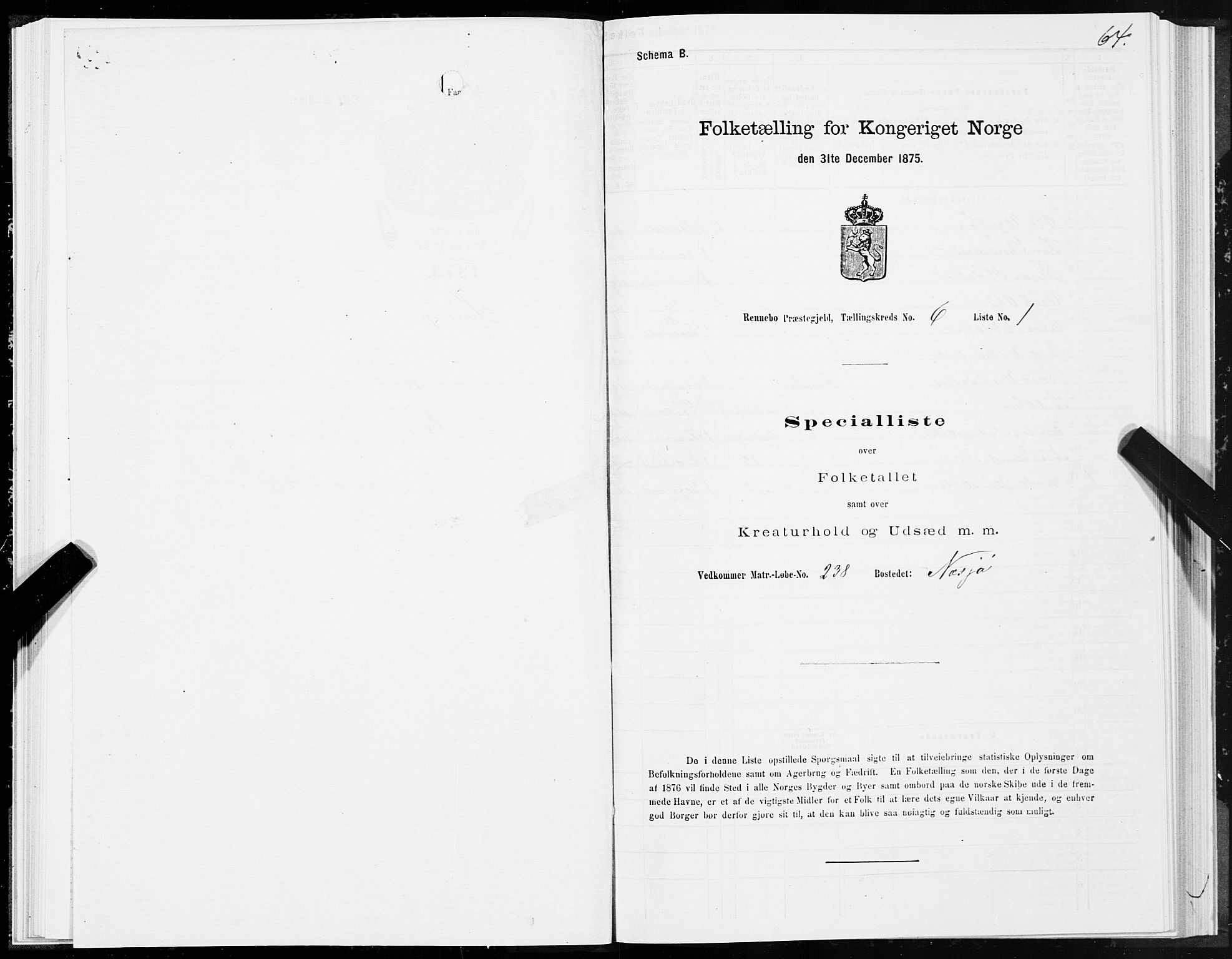 SAT, Folketelling 1875 for 1635P Rennebu prestegjeld, 1875, s. 3064