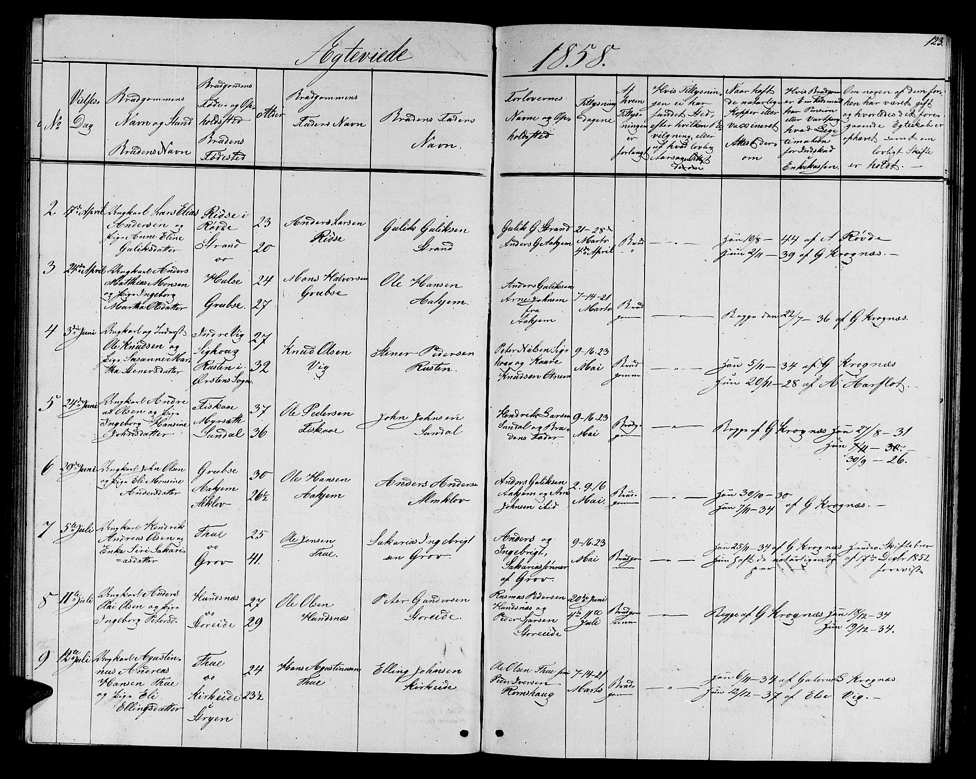 Ministerialprotokoller, klokkerbøker og fødselsregistre - Møre og Romsdal, AV/SAT-A-1454/501/L0015: Klokkerbok nr. 501C01, 1854-1867, s. 123