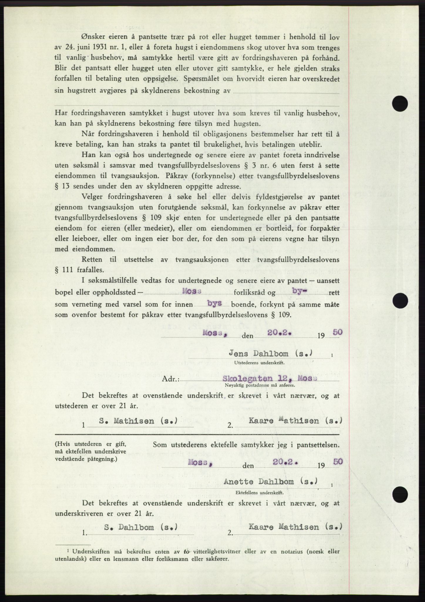 Moss sorenskriveri, SAO/A-10168: Pantebok nr. B23, 1949-1950, Dagboknr: 678/1950