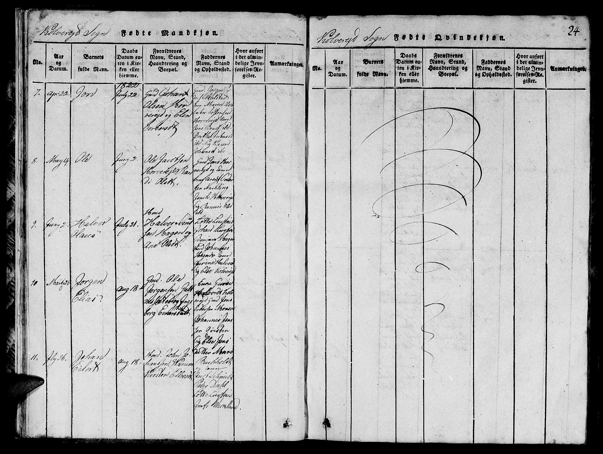 Ministerialprotokoller, klokkerbøker og fødselsregistre - Nord-Trøndelag, SAT/A-1458/780/L0648: Klokkerbok nr. 780C01 /1, 1815-1870, s. 24