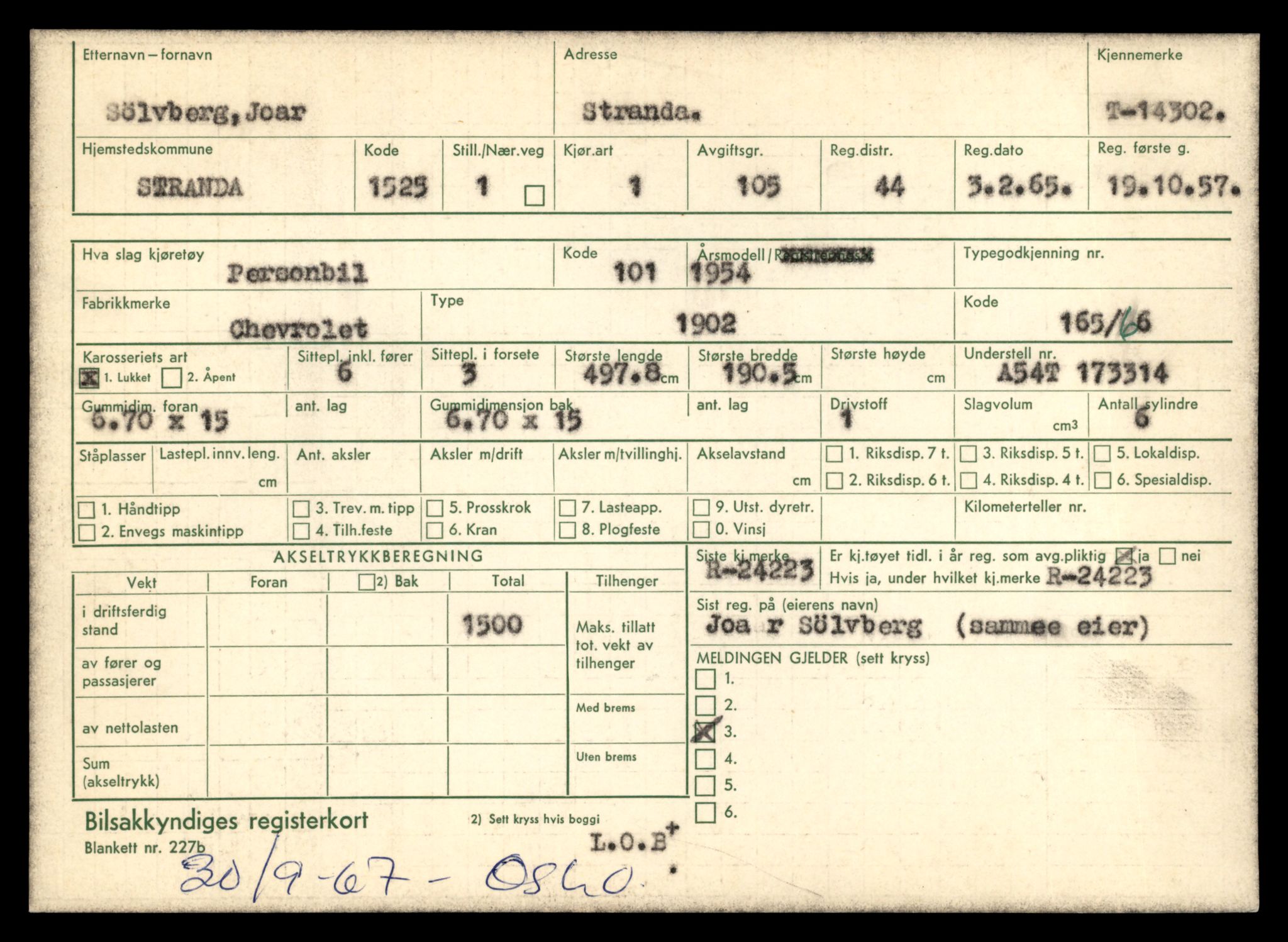 Møre og Romsdal vegkontor - Ålesund trafikkstasjon, AV/SAT-A-4099/F/Fe/L0044: Registreringskort for kjøretøy T 14205 - T 14319, 1927-1998, s. 2791