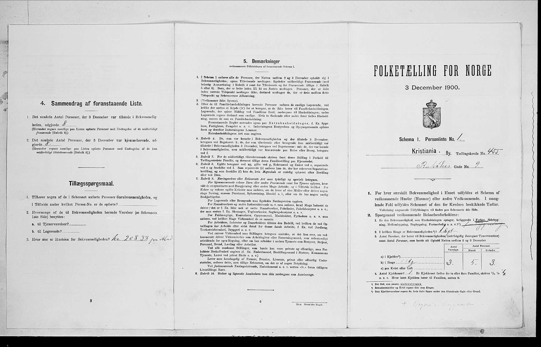 SAO, Folketelling 1900 for 0301 Kristiania kjøpstad, 1900, s. 74163