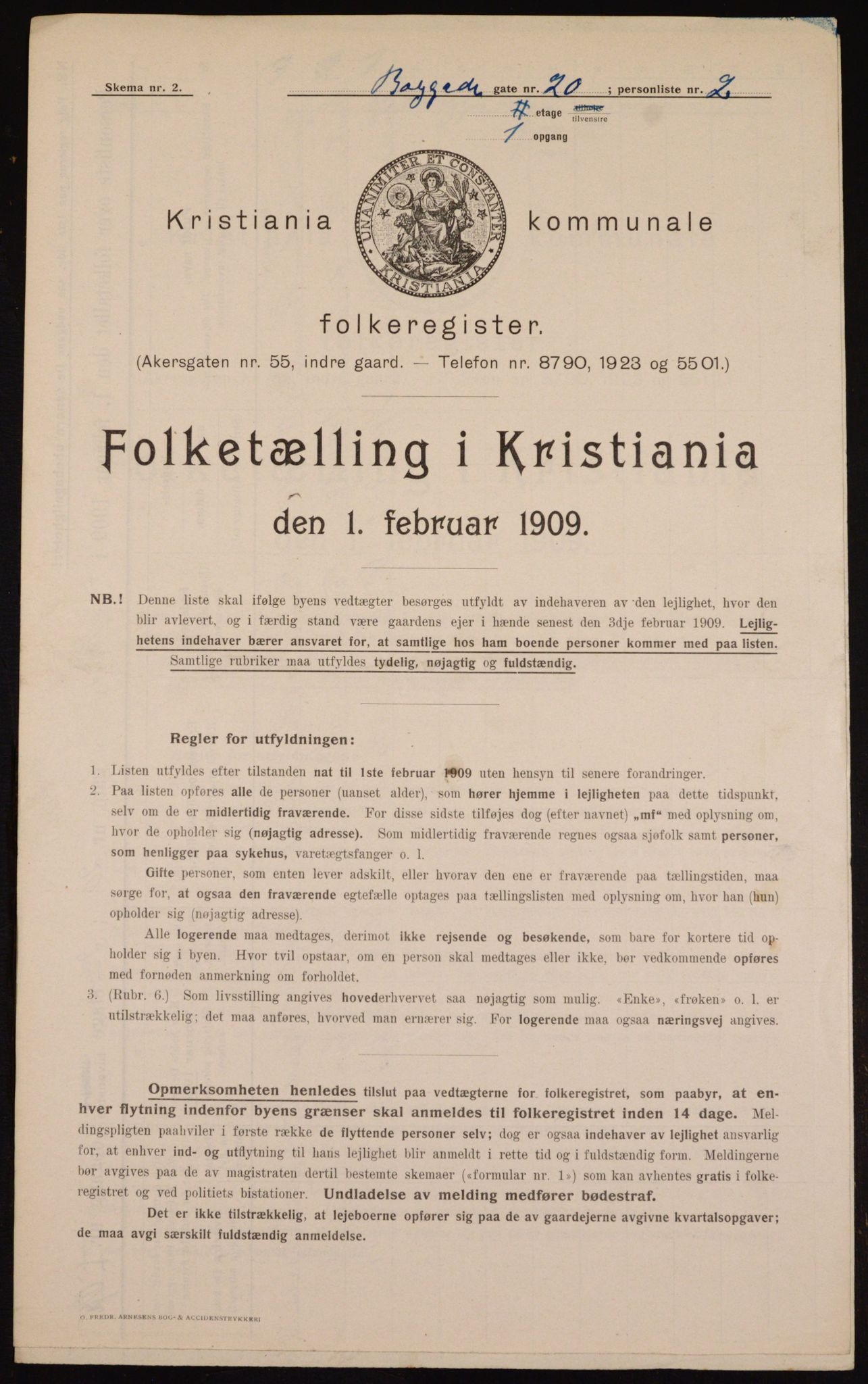 OBA, Kommunal folketelling 1.2.1909 for Kristiania kjøpstad, 1909, s. 7530