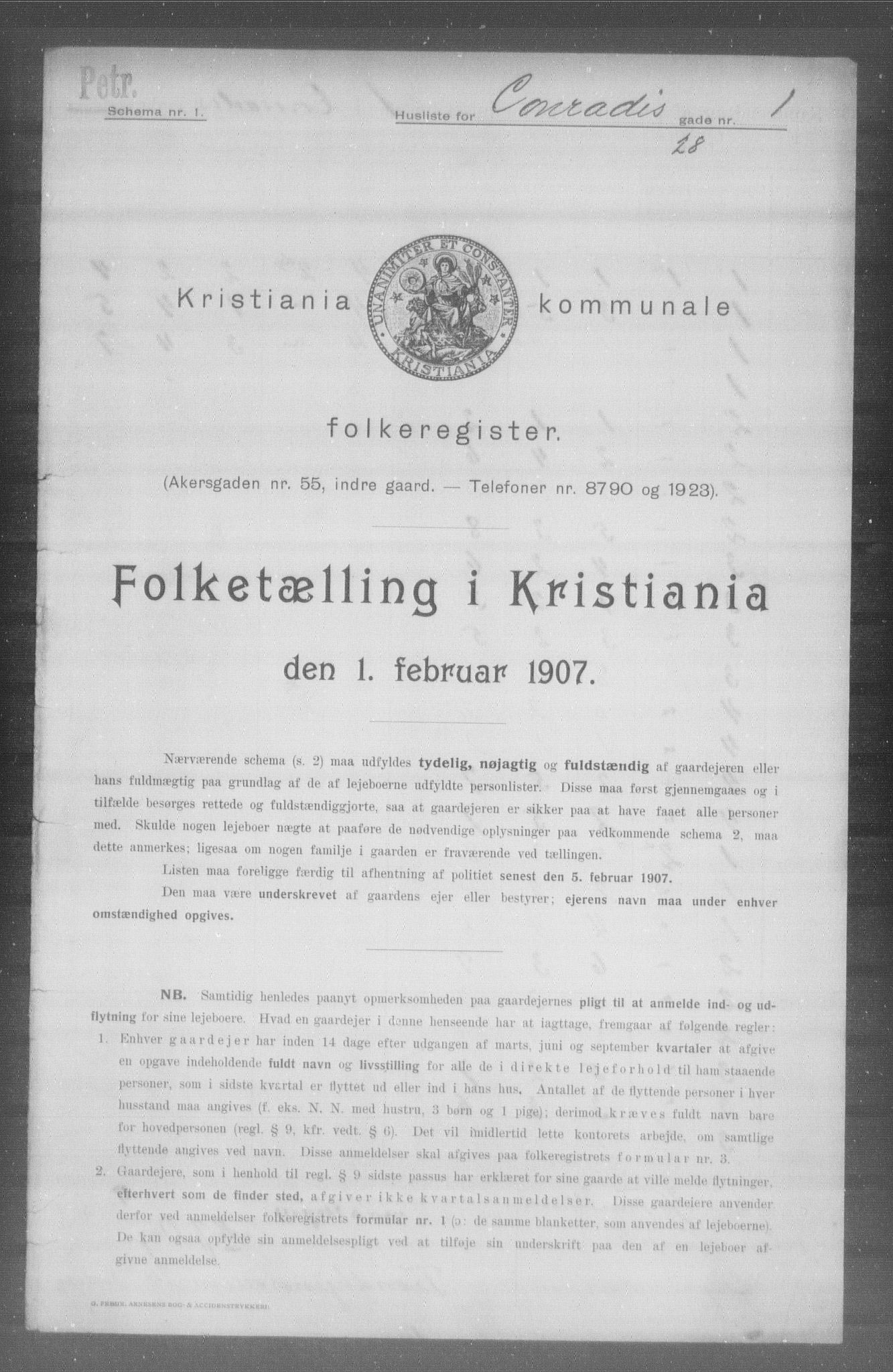 OBA, Kommunal folketelling 1.2.1907 for Kristiania kjøpstad, 1907, s. 6755