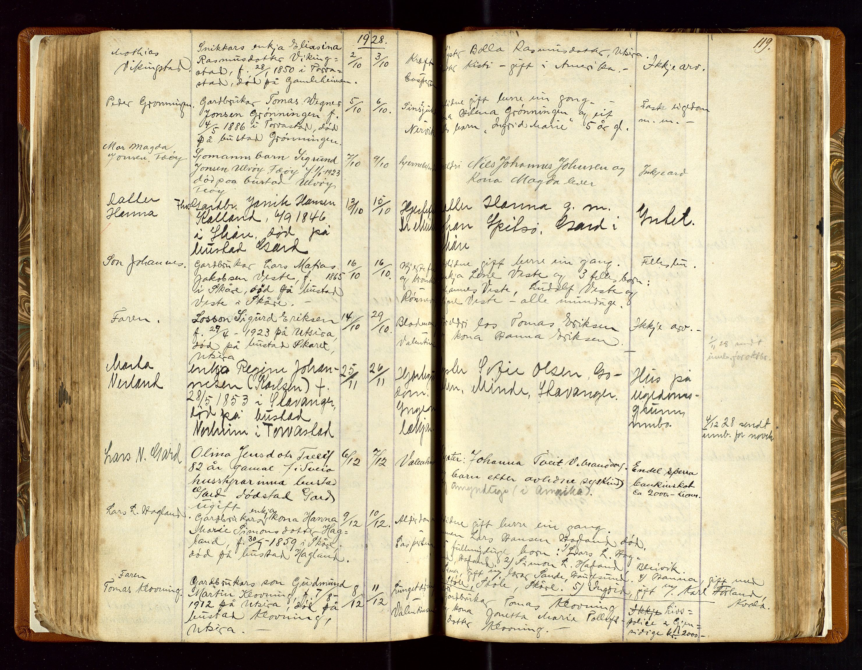 Torvestad lensmannskontor, AV/SAST-A-100307/1/Gga/L0001: "Protocol over Straffanger i Torvestads Thinglaugs Lensmandsarrest", 1883-1931, s. 119