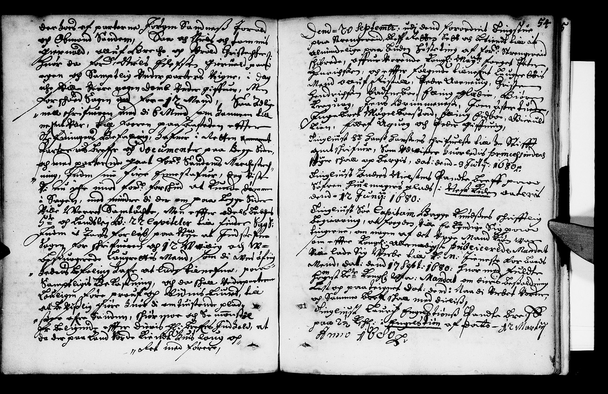 Nedenes sorenskriveri før 1824, SAK/1221-0007/F/Fa/L0004: Tingbok Strengereid tinglag, med register nr 2a, 1680, s. 53b-54a