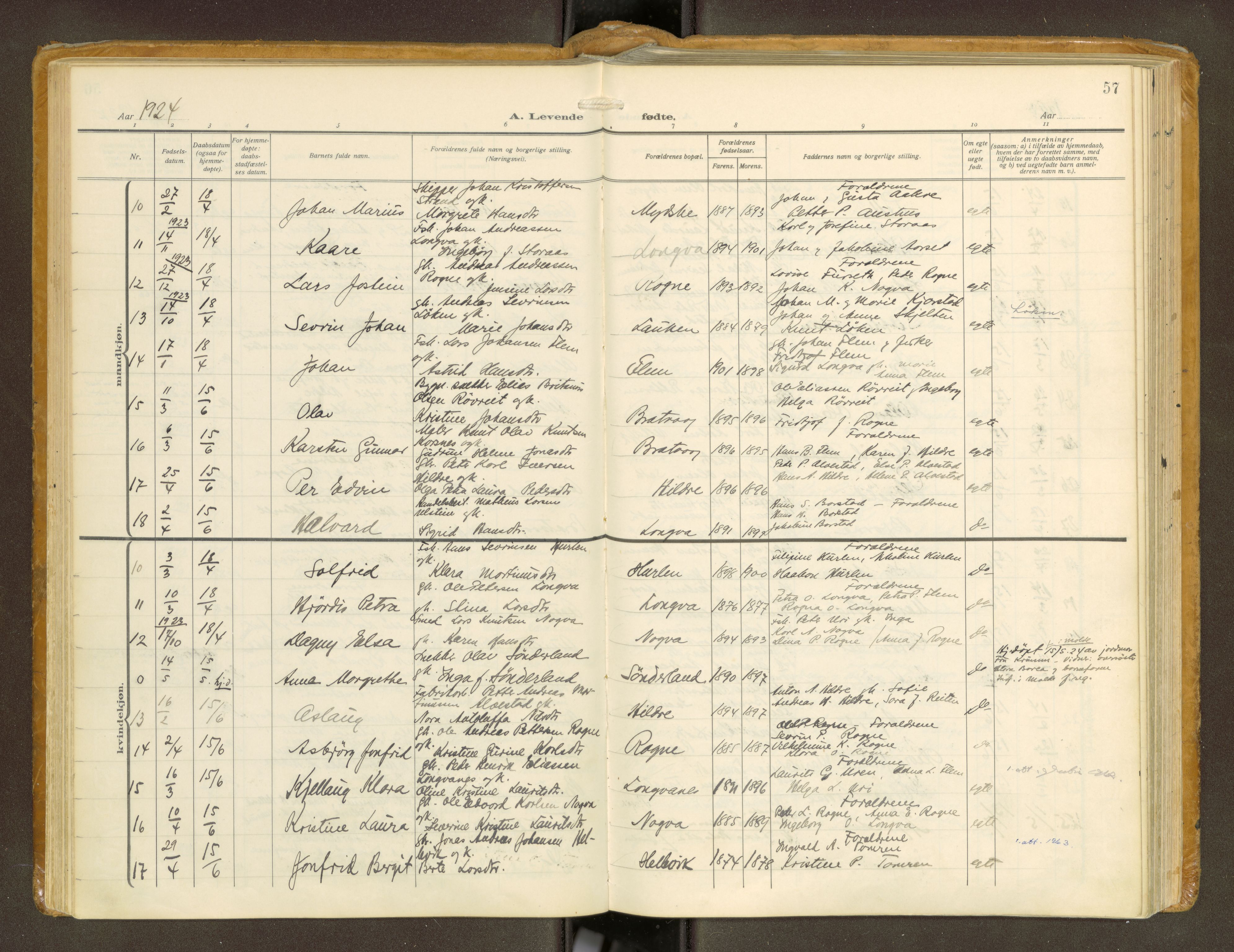 Ministerialprotokoller, klokkerbøker og fødselsregistre - Møre og Romsdal, AV/SAT-A-1454/536/L0518: Ministerialbok nr. 536A--, 1914-1931, s. 57