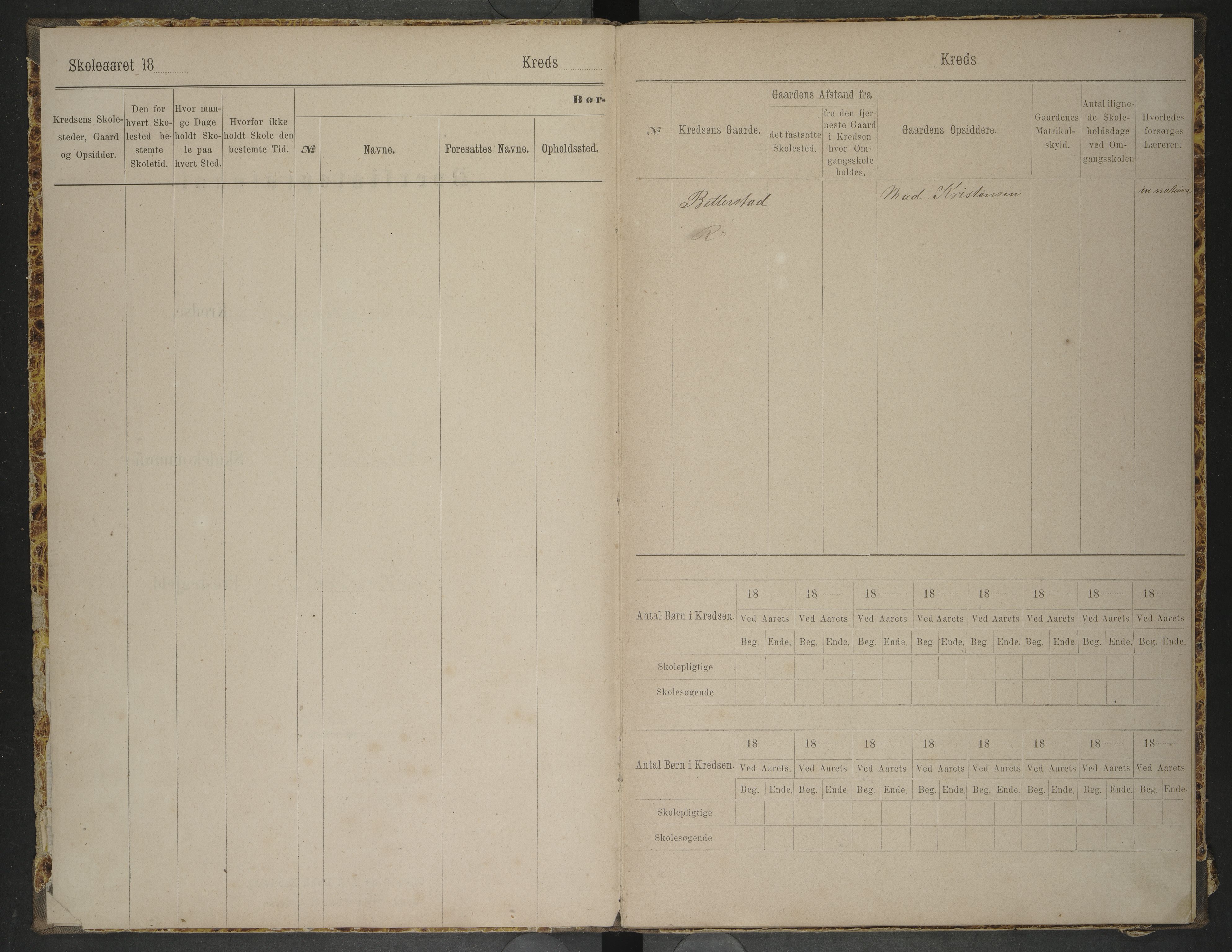 Hadsel kommune. Ymse skolekretser , AIN/K-18660.510.57/F/Fb/L0001: Oversiktsprotokoll for Indre Langøy: Bitterstad, Skagen, Grytting, 1876-1879