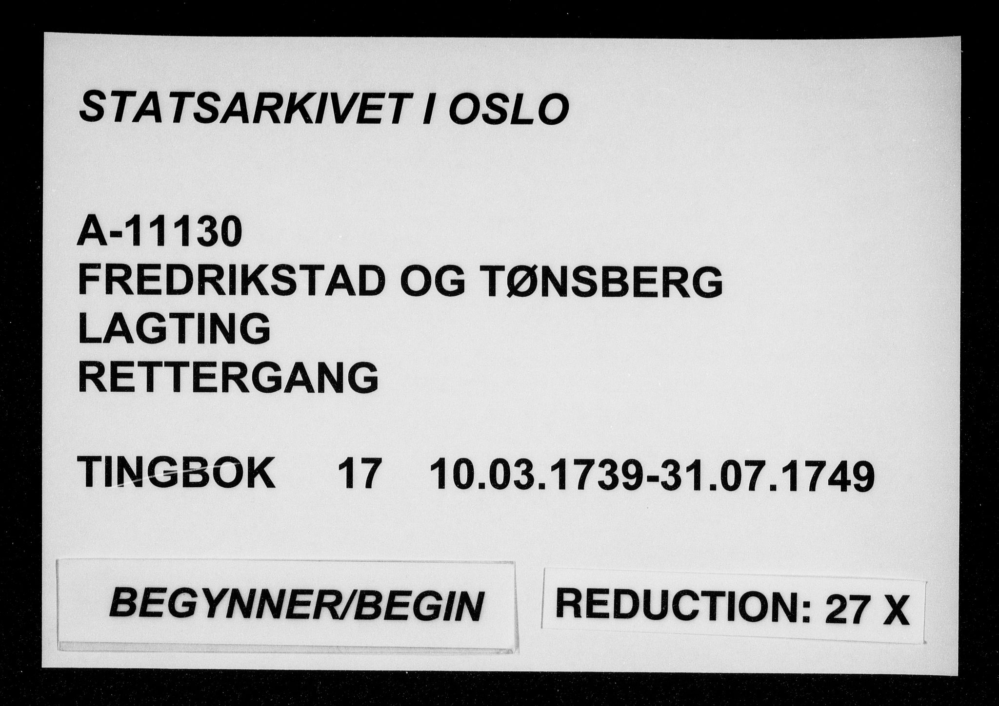 Fredrikstad og Tønsberg lagting, AV/SAO-A-11130/F/Fa/L0017: Tingbok, 1739-1749