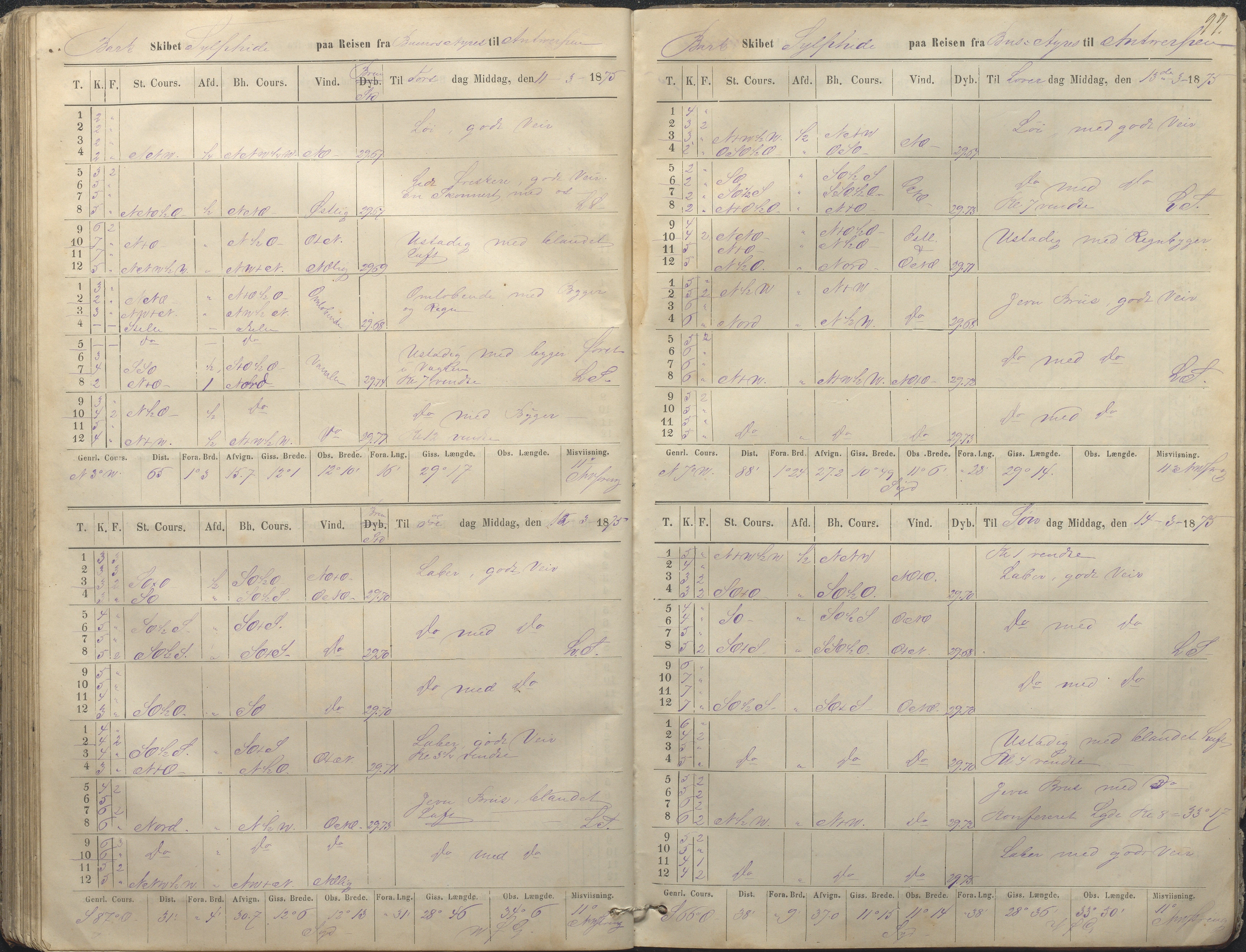 Fartøysarkivet, AAKS/PA-1934/F/L0340/0009: Flere fartøy (se mappenivå) / Sylphide (skip), 1752-1875, s. 99