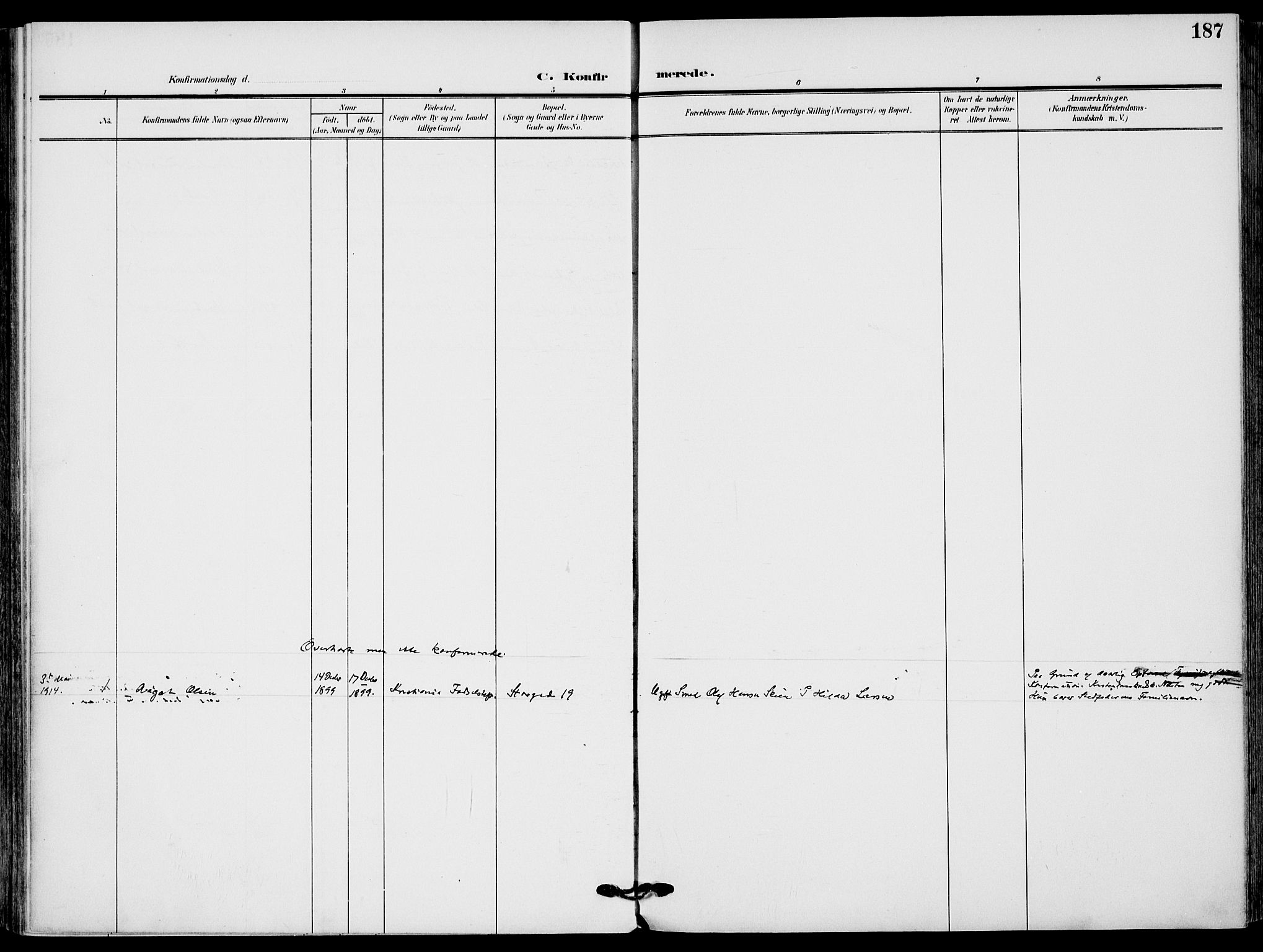 Sandefjord kirkebøker, AV/SAKO-A-315/F/Fa/L0005: Ministerialbok nr. 5, 1906-1915, s. 187