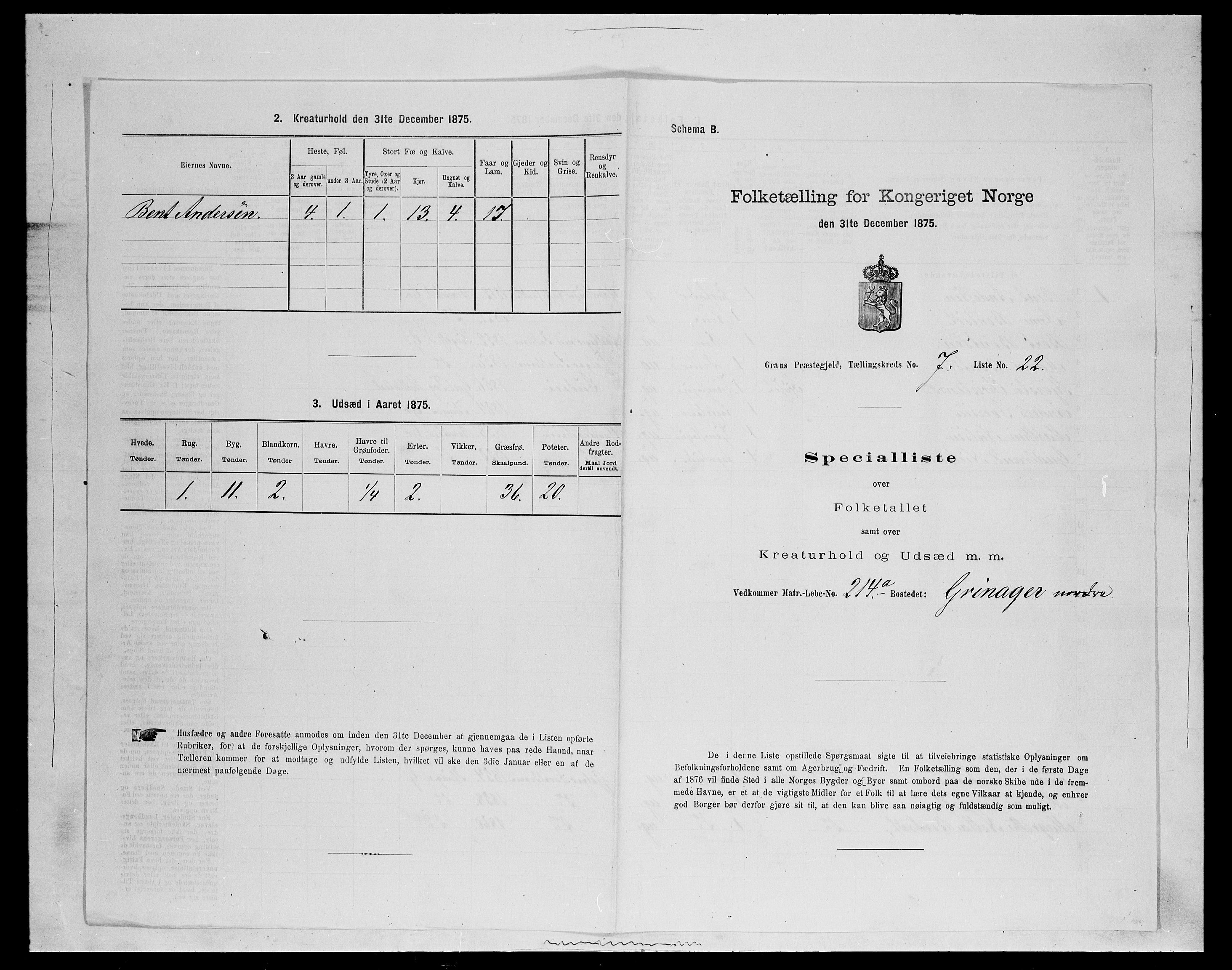 SAH, Folketelling 1875 for 0534P Gran prestegjeld, 1875, s. 1210
