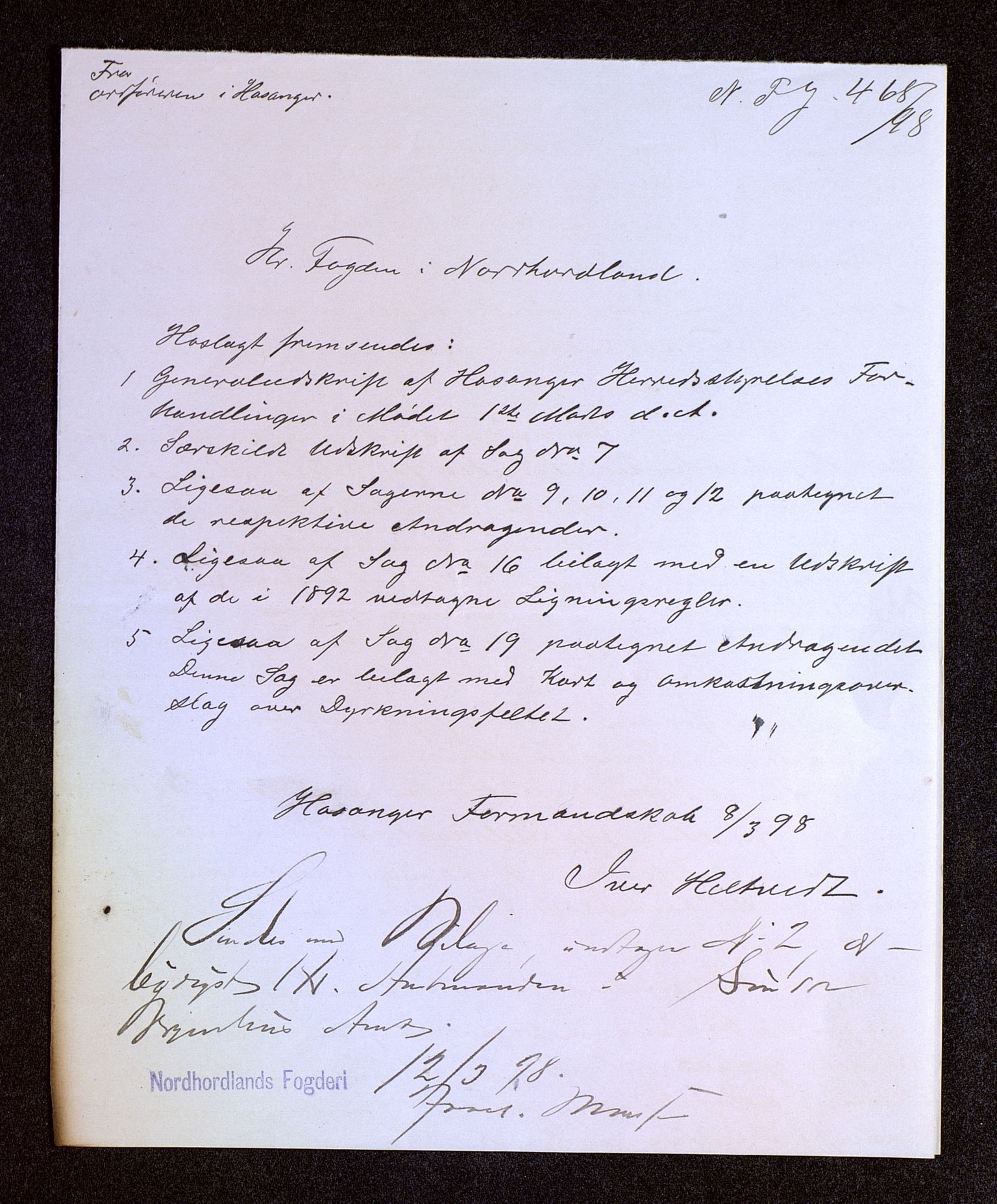 Fylkesmannen i Hordaland , SAB/A-3601/1/03/03D/L0040/0004: Heradsstyreutskrifter / Heradsstyreutskrifter for Hosanger, 1896-1905