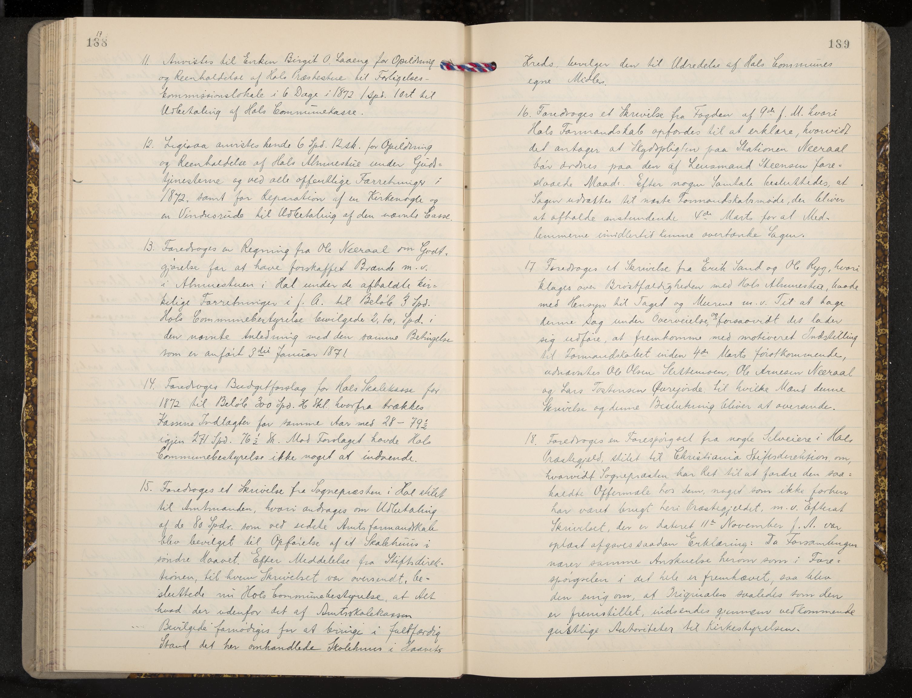 Ål formannskap og sentraladministrasjon, IKAK/0619021/A/Aa/L0003: Utskrift av møtebok, 1864-1880, s. 188-189