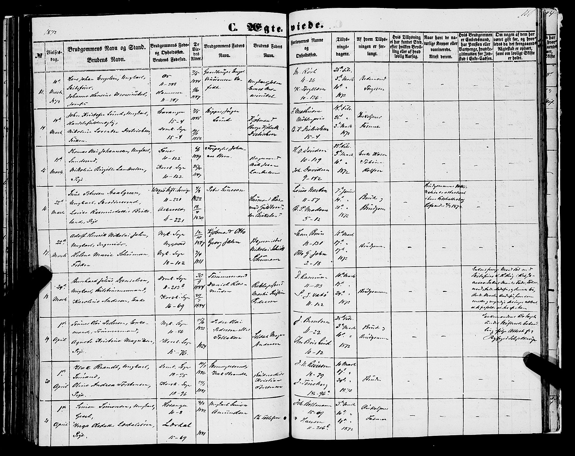 Domkirken sokneprestembete, AV/SAB-A-74801/H/Haa/L0034: Ministerialbok nr. D 2, 1853-1874, s. 166