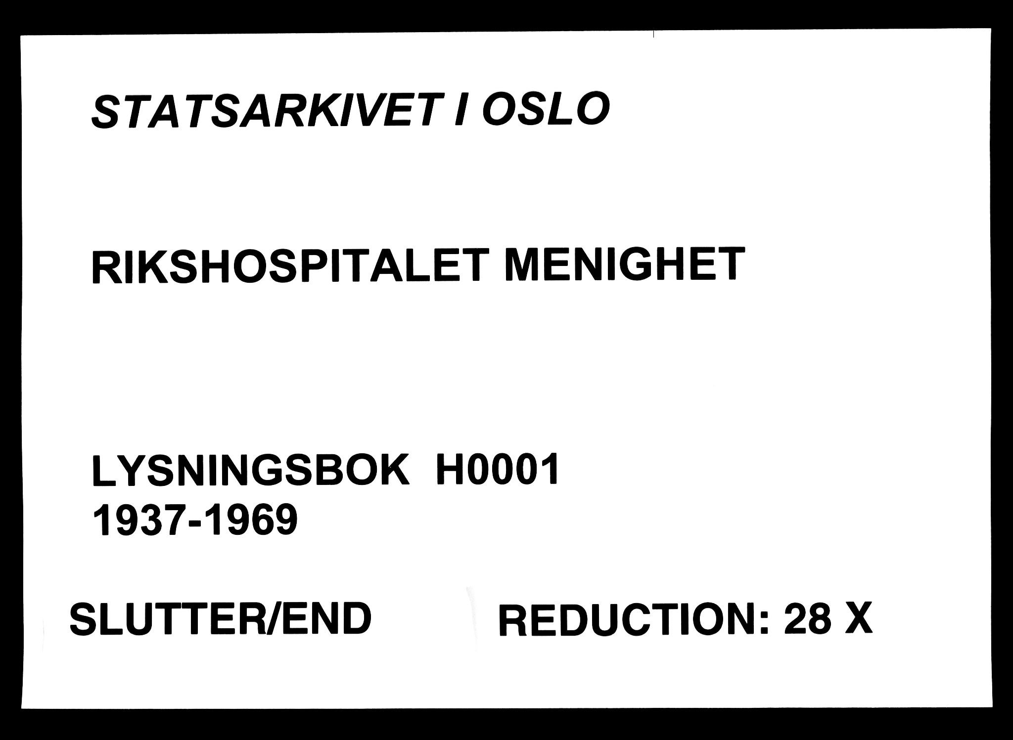 Rikshospitalet prestekontor Kirkebøker, AV/SAO-A-10309b/H/L0001: Lysningsprotokoll nr. 1, 1937-1969