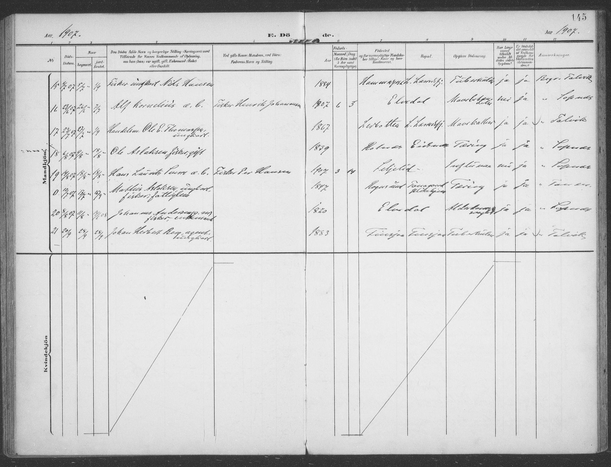 Talvik sokneprestkontor, SATØ/S-1337/H/Ha/L0017kirke: Ministerialbok nr. 17, 1906-1915, s. 145