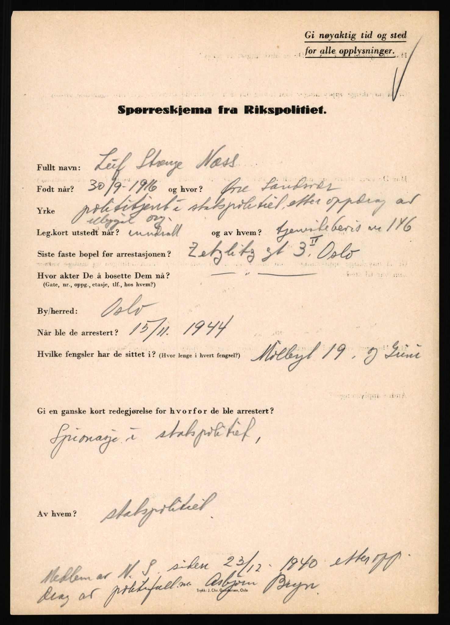 Rikspolitisjefen, AV/RA-S-1560/L/L0012: Mogensen, Øivind - Noraas, Lars, 1940-1945, s. 444