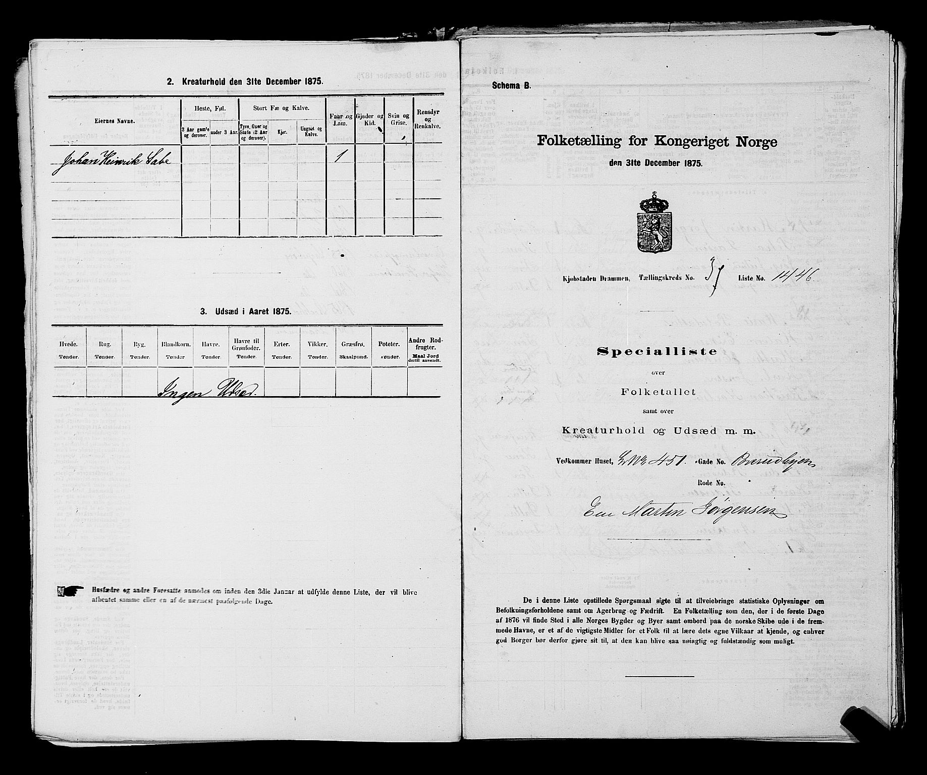 SAKO, Folketelling 1875 for 0602 Drammen kjøpstad, 1875, s. 3133