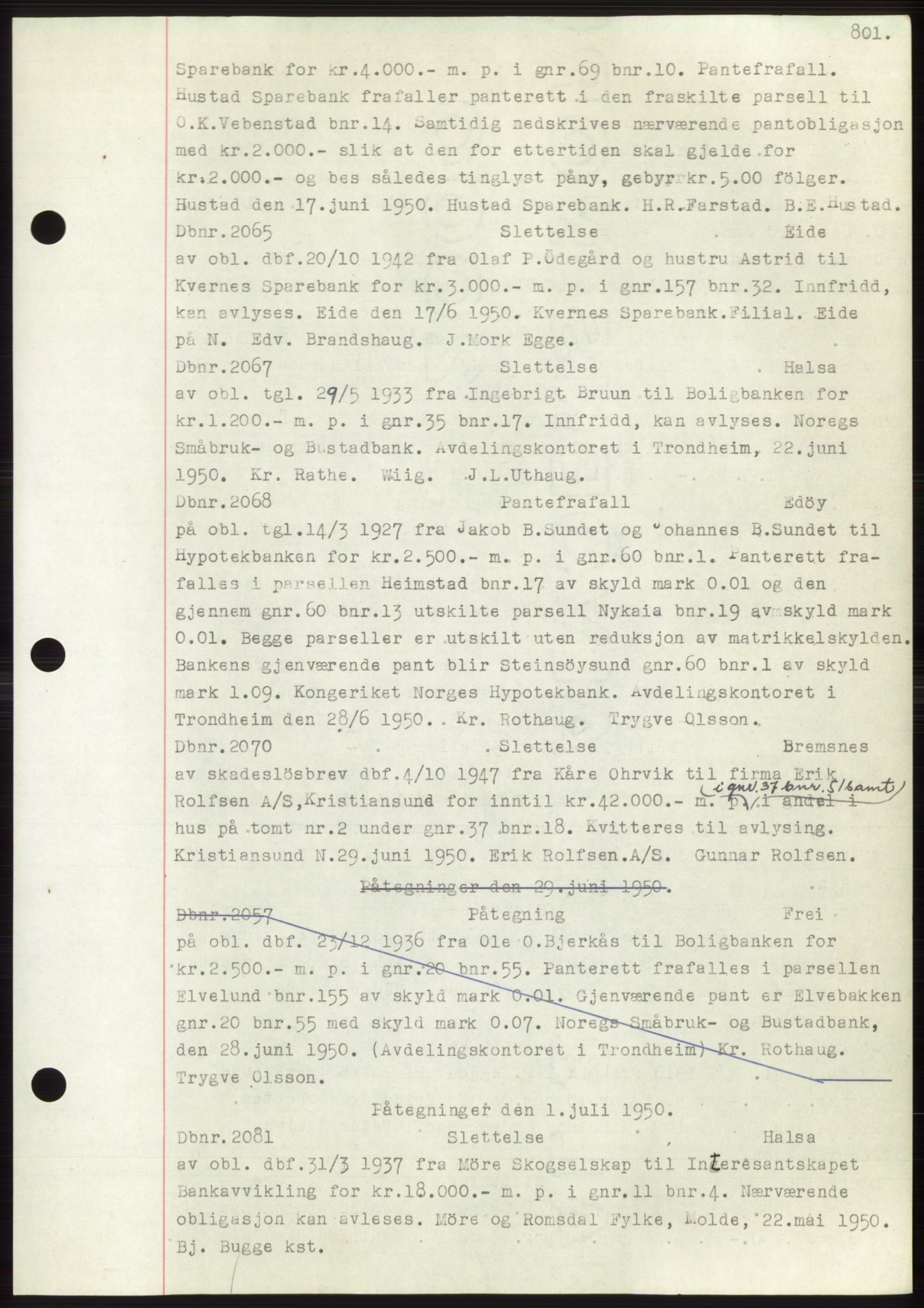 Nordmøre sorenskriveri, SAT/A-4132/1/2/2Ca: Pantebok nr. C82b, 1946-1951, Dagboknr: 2065/1950