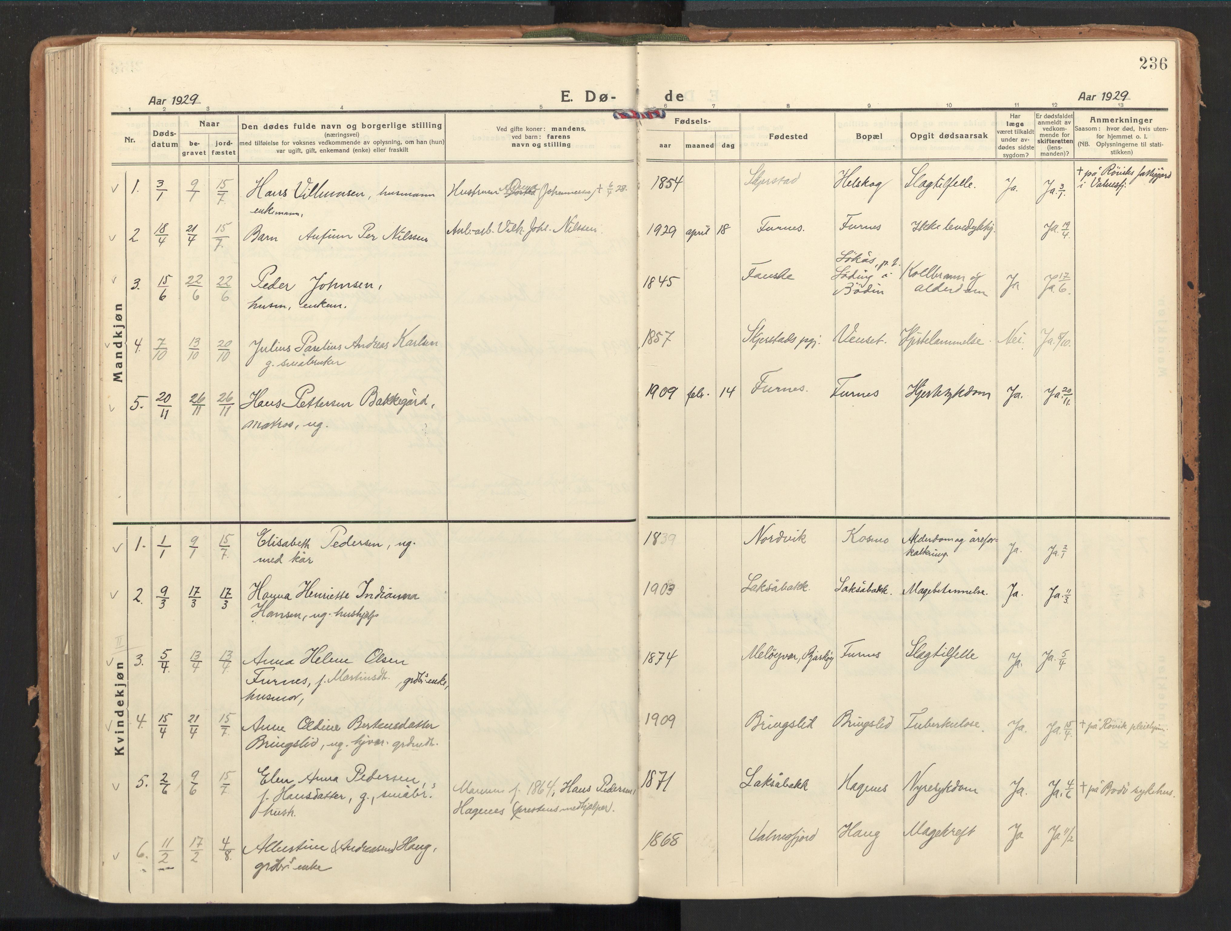 Ministerialprotokoller, klokkerbøker og fødselsregistre - Nordland, AV/SAT-A-1459/851/L0725: Ministerialbok nr. 851A02, 1922-1944, s. 236