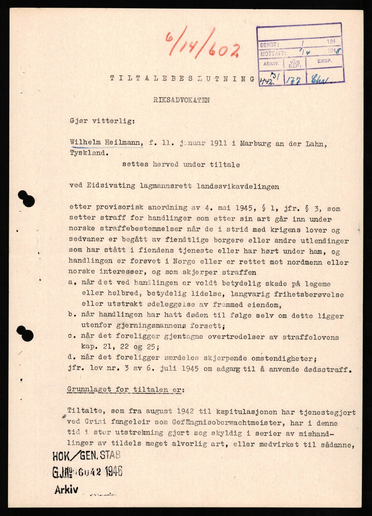 Forsvaret, Forsvarets overkommando II, AV/RA-RAFA-3915/D/Db/L0012: CI Questionaires. Tyske okkupasjonsstyrker i Norge. Tyskere., 1945-1946, s. 229