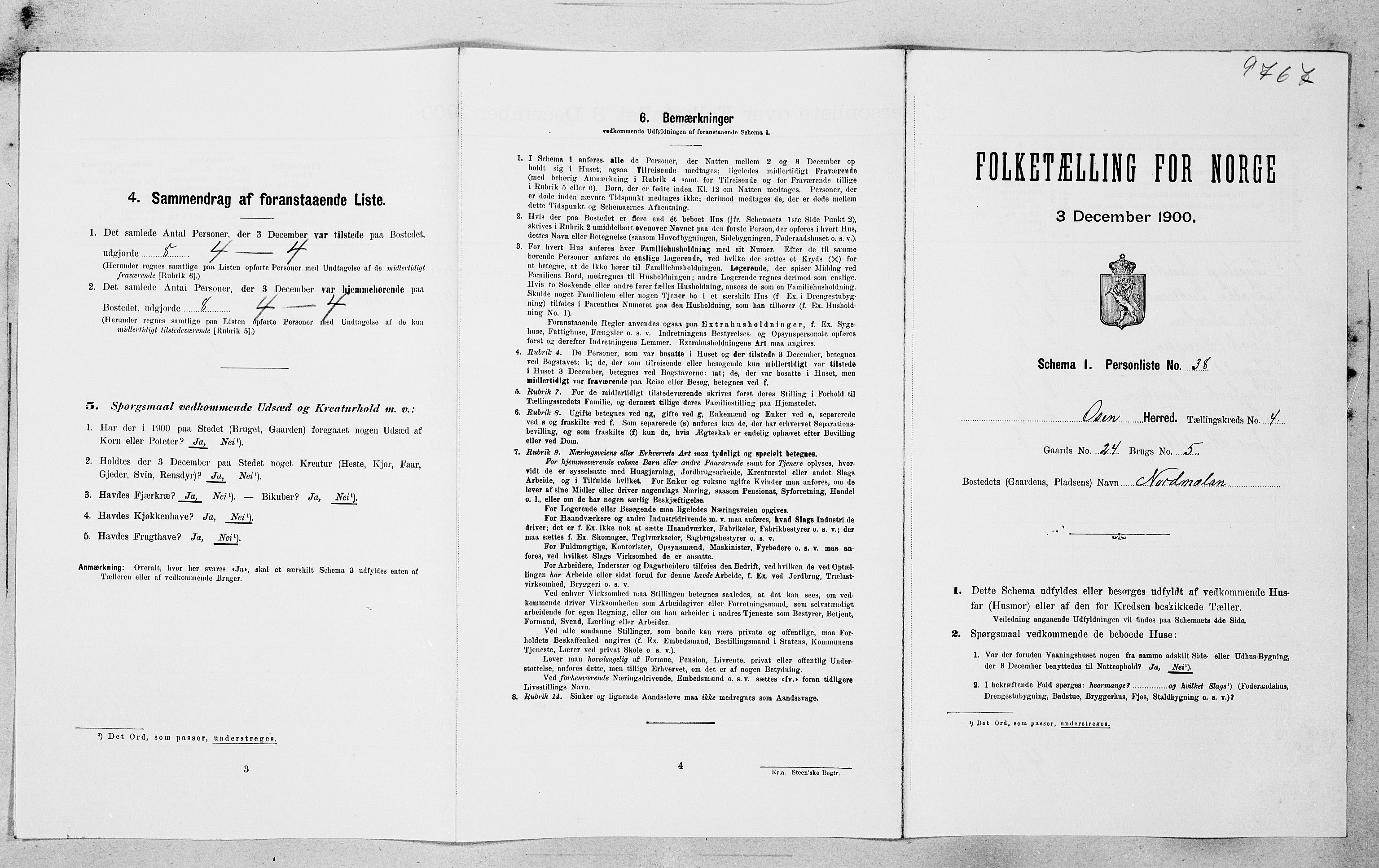 SAT, Folketelling 1900 for 1633 Osen herred, 1900, s. 318
