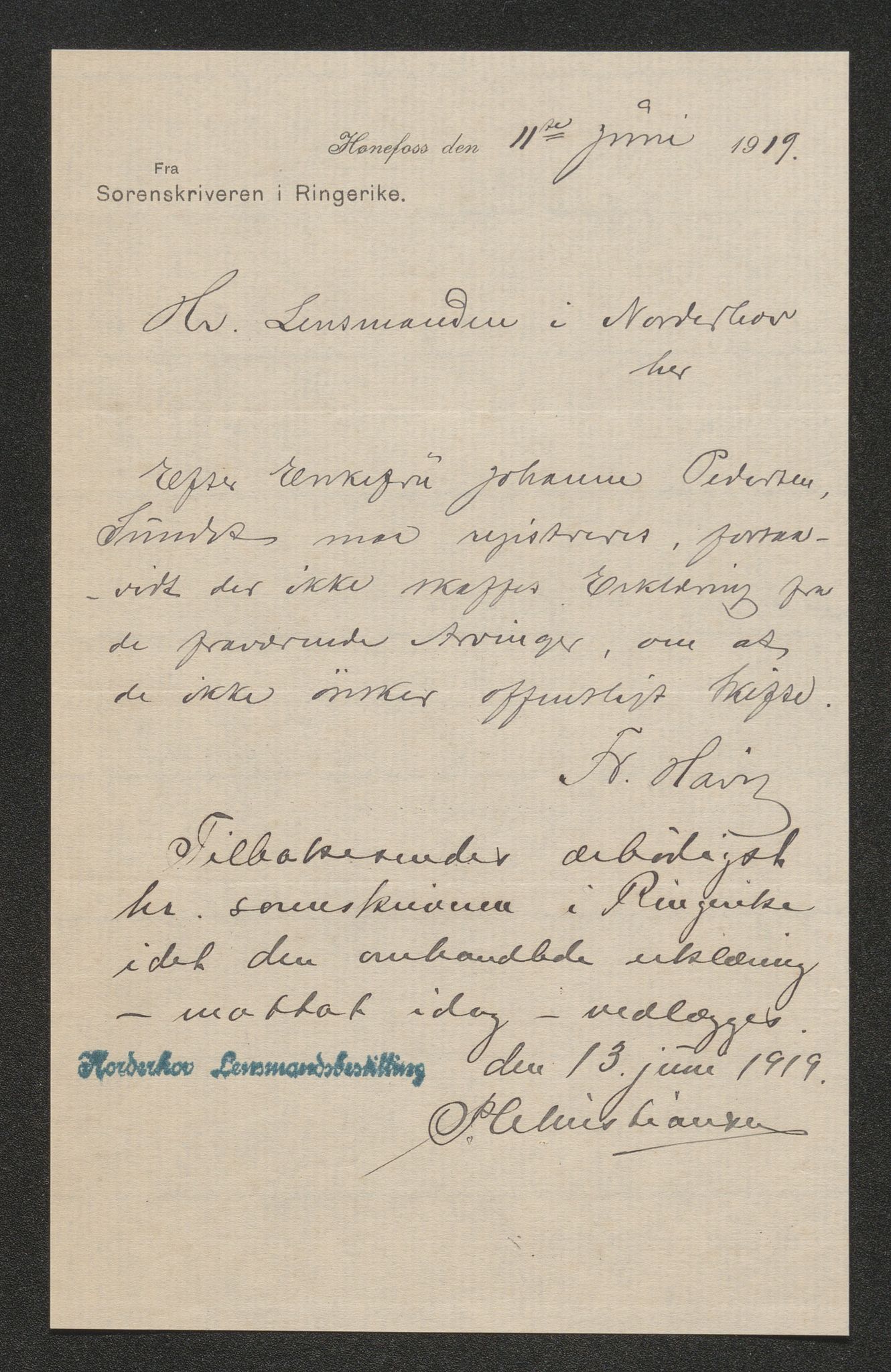 Ringerike sorenskriveri, AV/SAKO-A-105/H/Ha/Hab/L0012: Dødsfallslister Norderhov, 1909-1923