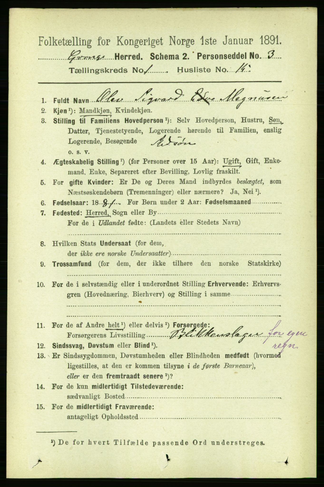 RA, Folketelling 1891 for 1742 Grong herred, 1891, s. 225