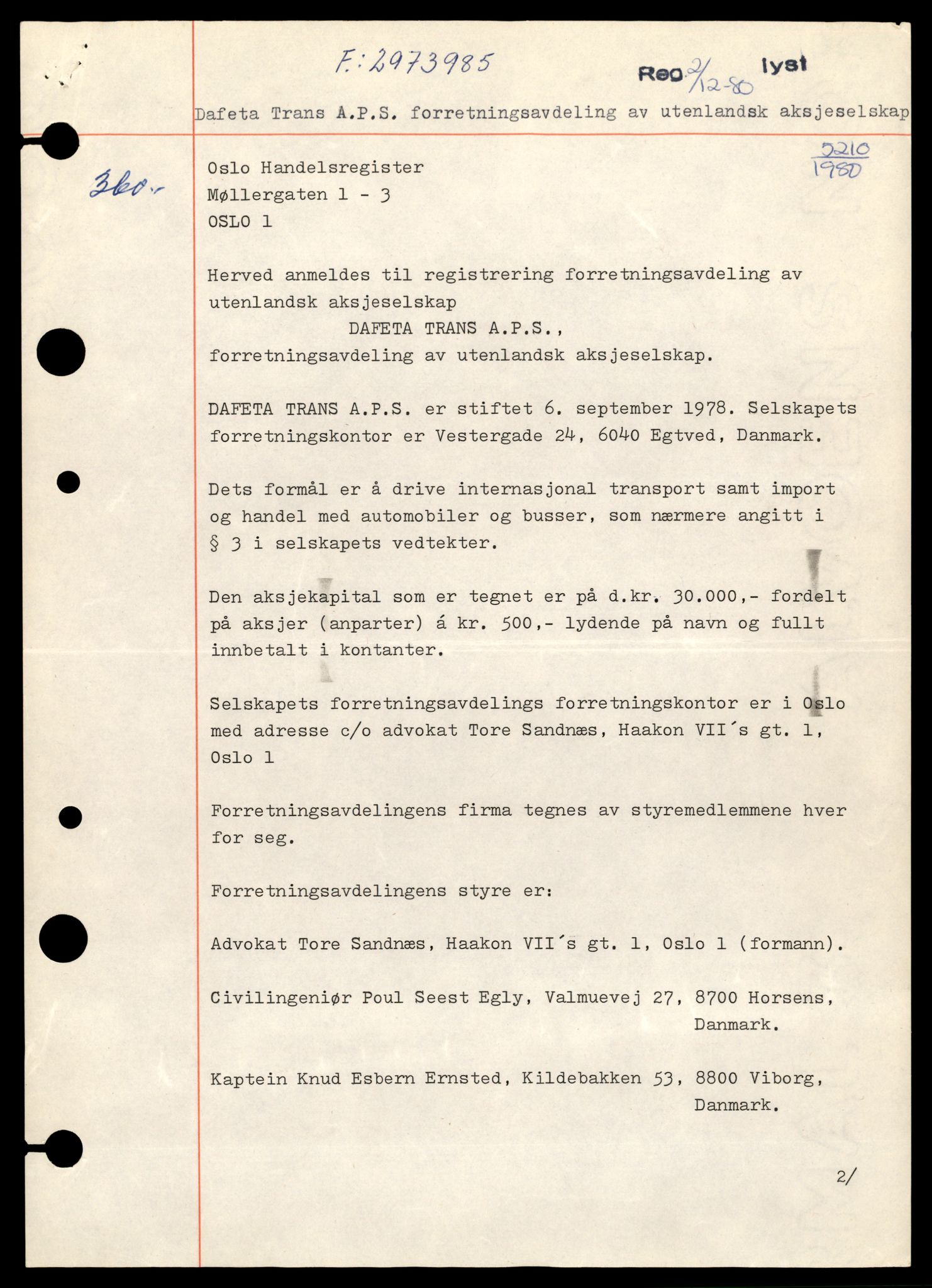 Oslo byfogd, Handelsregisteret, SAT/A-10867/G/Gb/Gbb/L0050: Registreringsmeldinger, D-F, 1982, s. 1