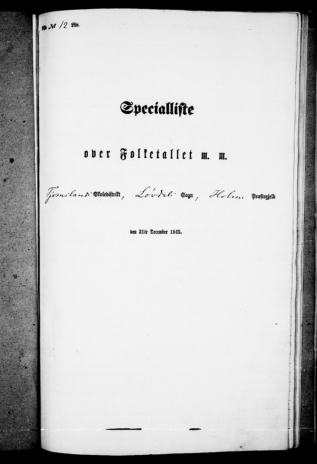 RA, Folketelling 1865 for 1020P Holum prestegjeld, 1865, s. 148