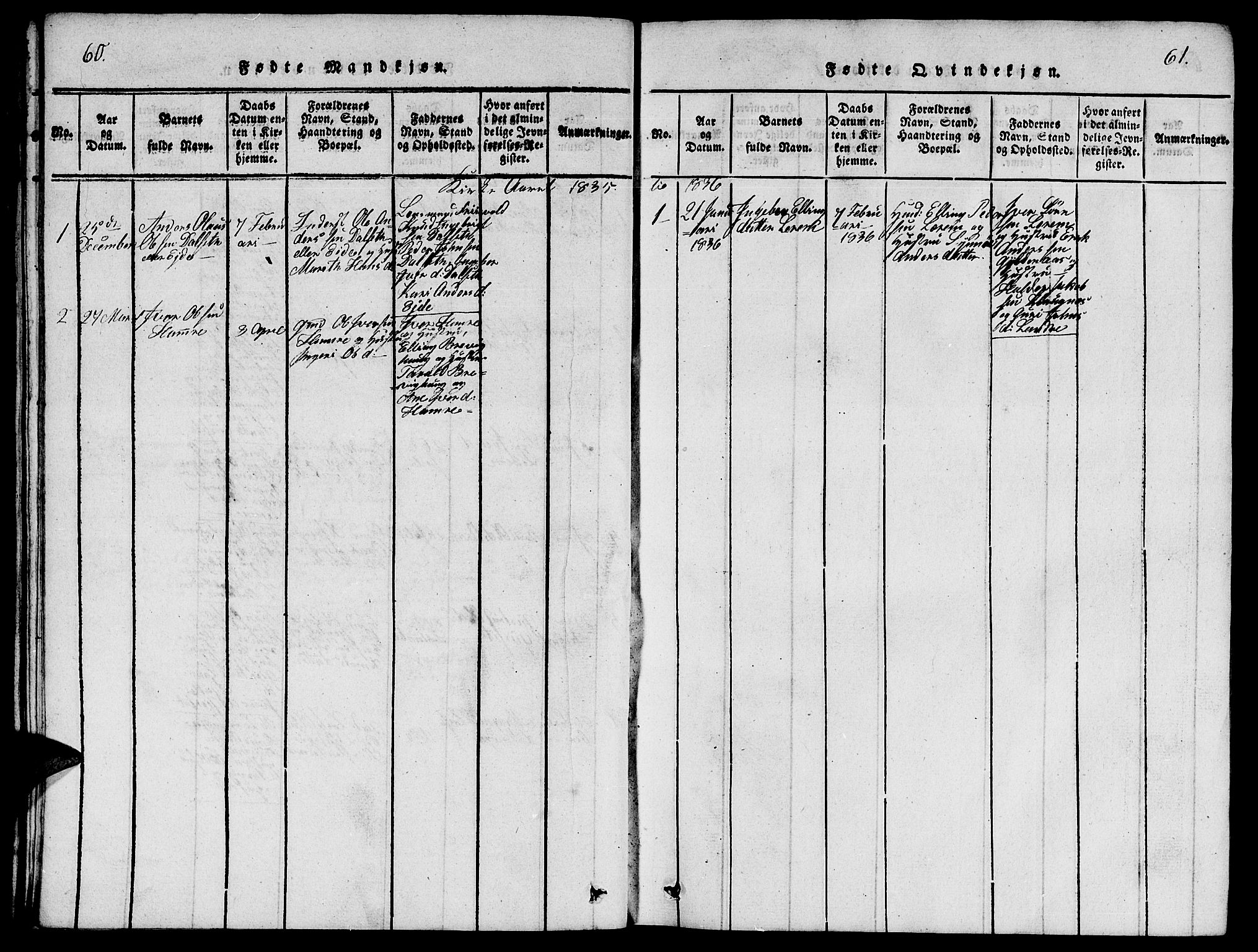 Ministerialprotokoller, klokkerbøker og fødselsregistre - Møre og Romsdal, AV/SAT-A-1454/542/L0558: Klokkerbok nr. 542C01, 1818-1836, s. 60-61