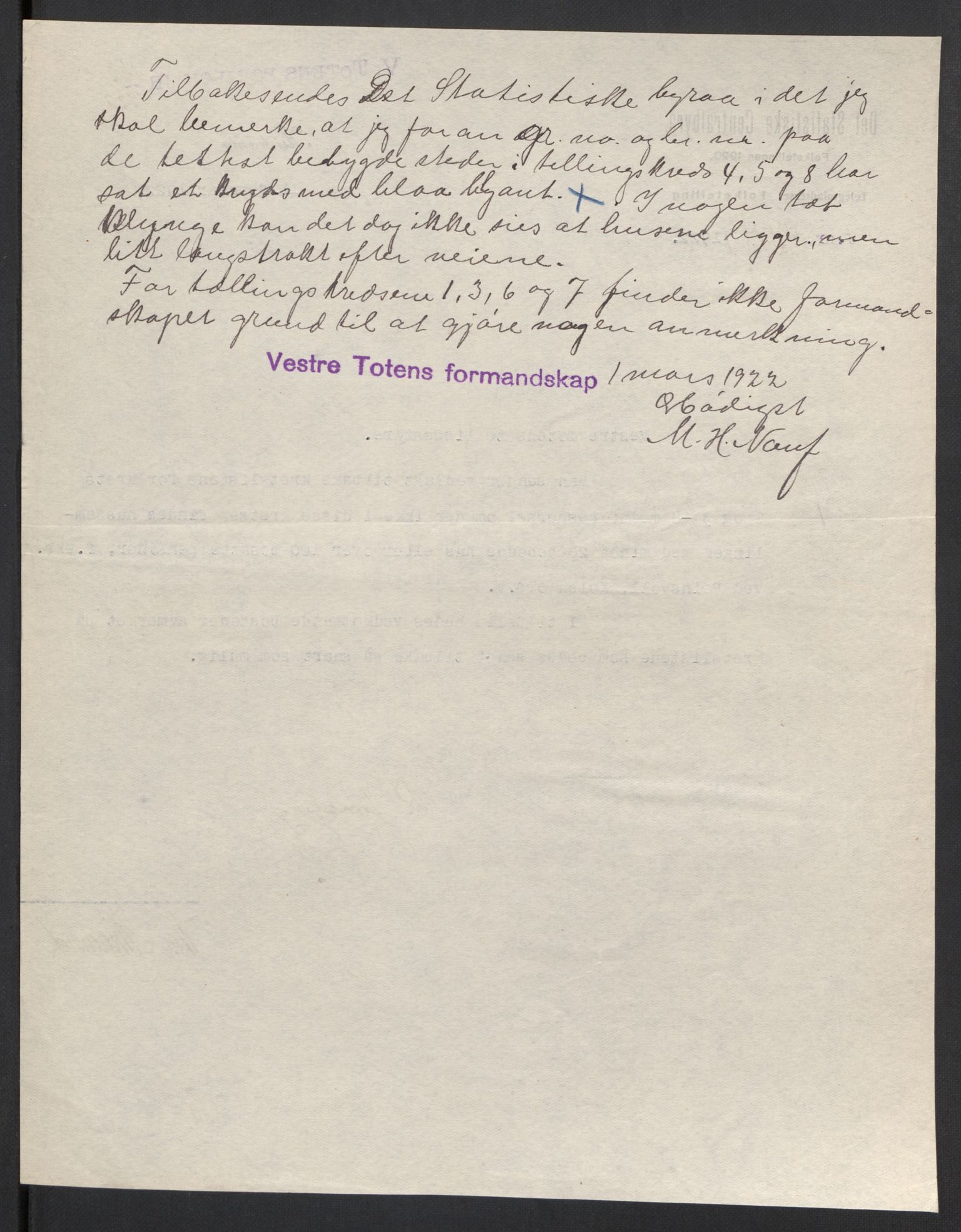 SAH, Folketelling 1920 for 0529 Vestre Toten herred, 1920, s. 4