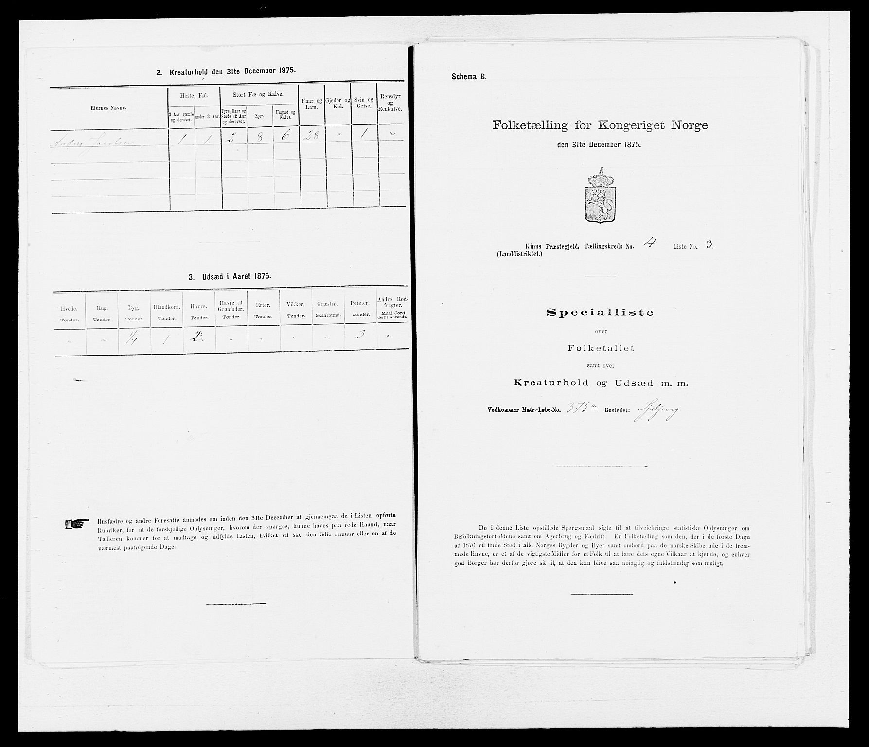 SAB, Folketelling 1875 for 1437L Kinn prestegjeld, Kinn sokn og Svanøy sokn, 1875, s. 403