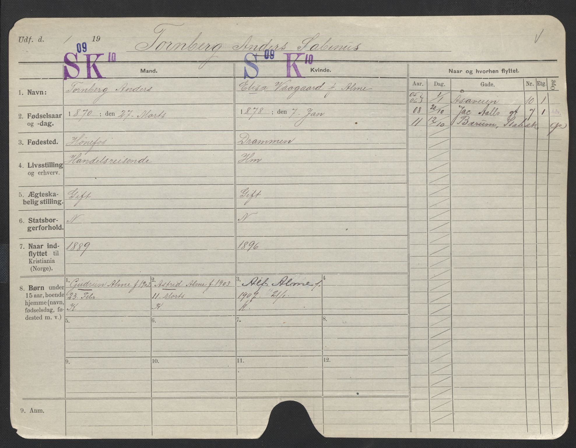 Oslo folkeregister, Registerkort, SAO/A-11715/F/Fa/Fac/L0011: Menn, 1906-1914, s. 275a